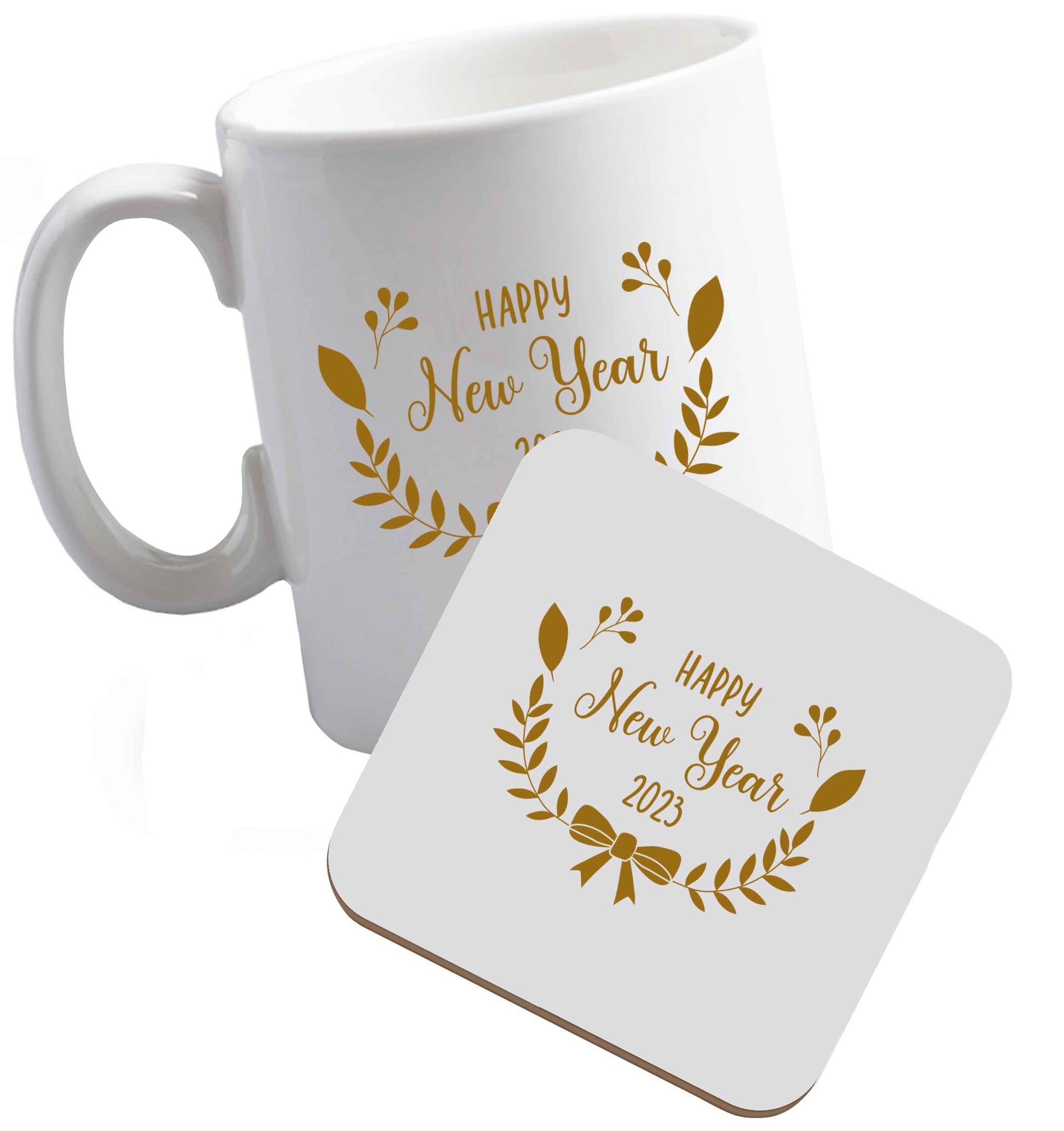 10 oz Tis The Season to Drink Whisky ceramic mug and coaster set right handed