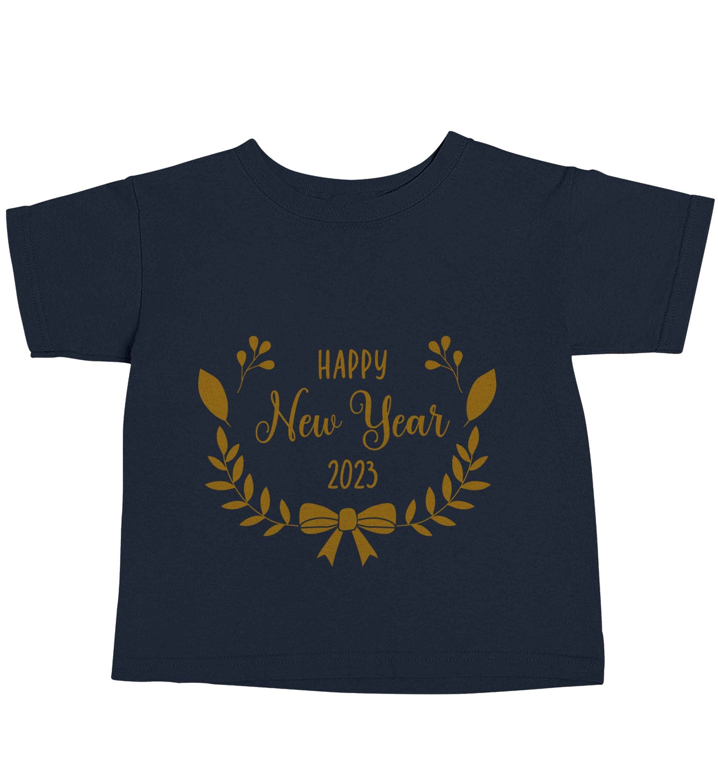 Happy New Year 2023 navy baby toddler Tshirt 2 Years