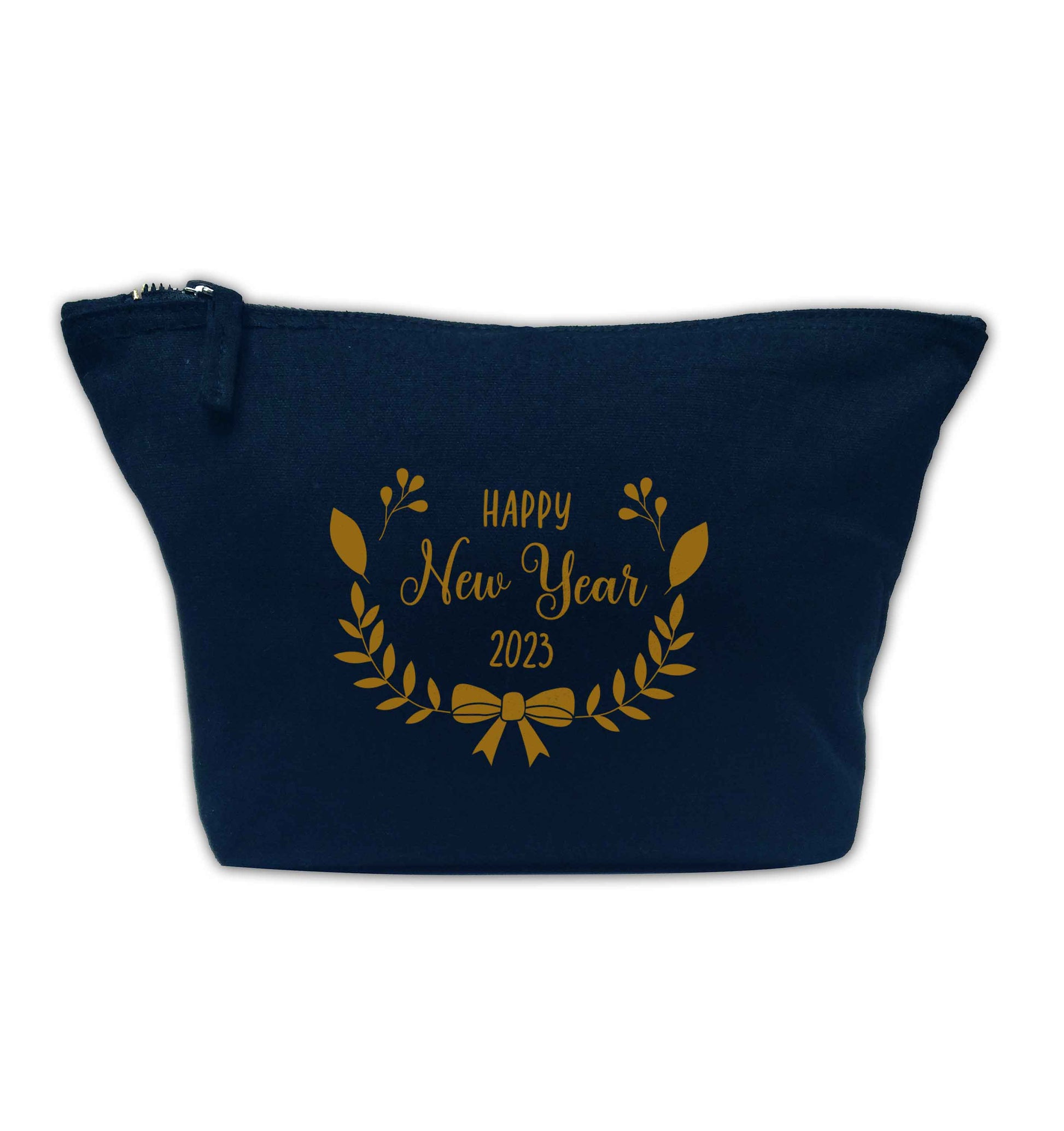 Happy New Year 2023 navy makeup bag