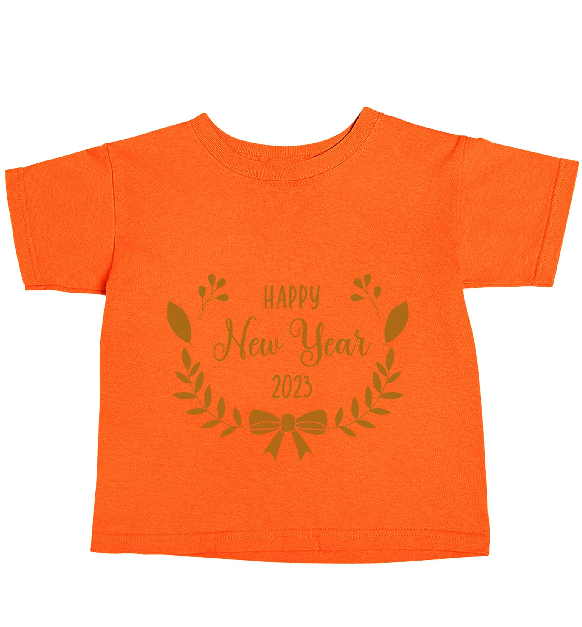 Happy New Year 2023 orange baby toddler Tshirt 2 Years