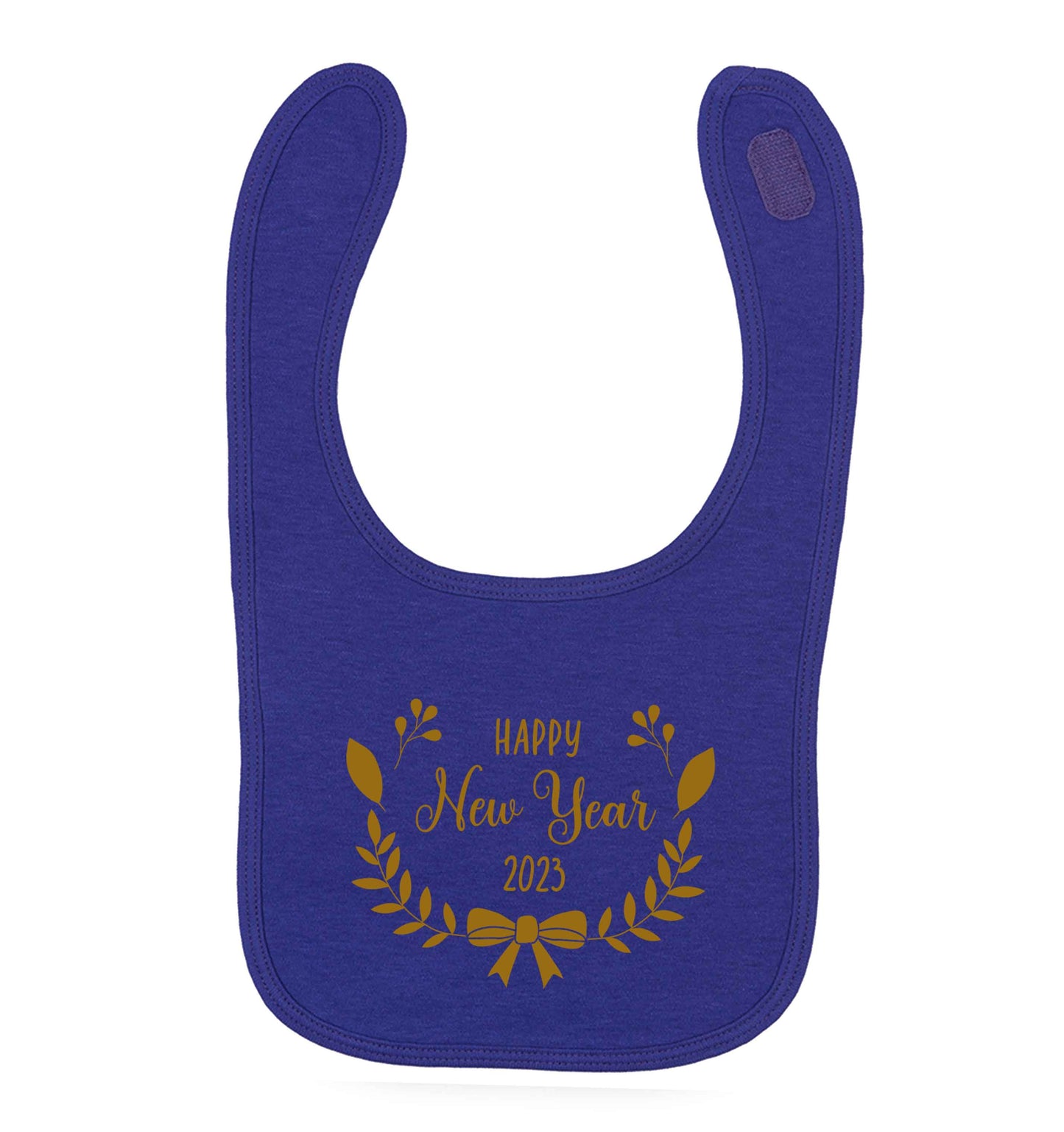 Happy New Year 2023 purple baby bib