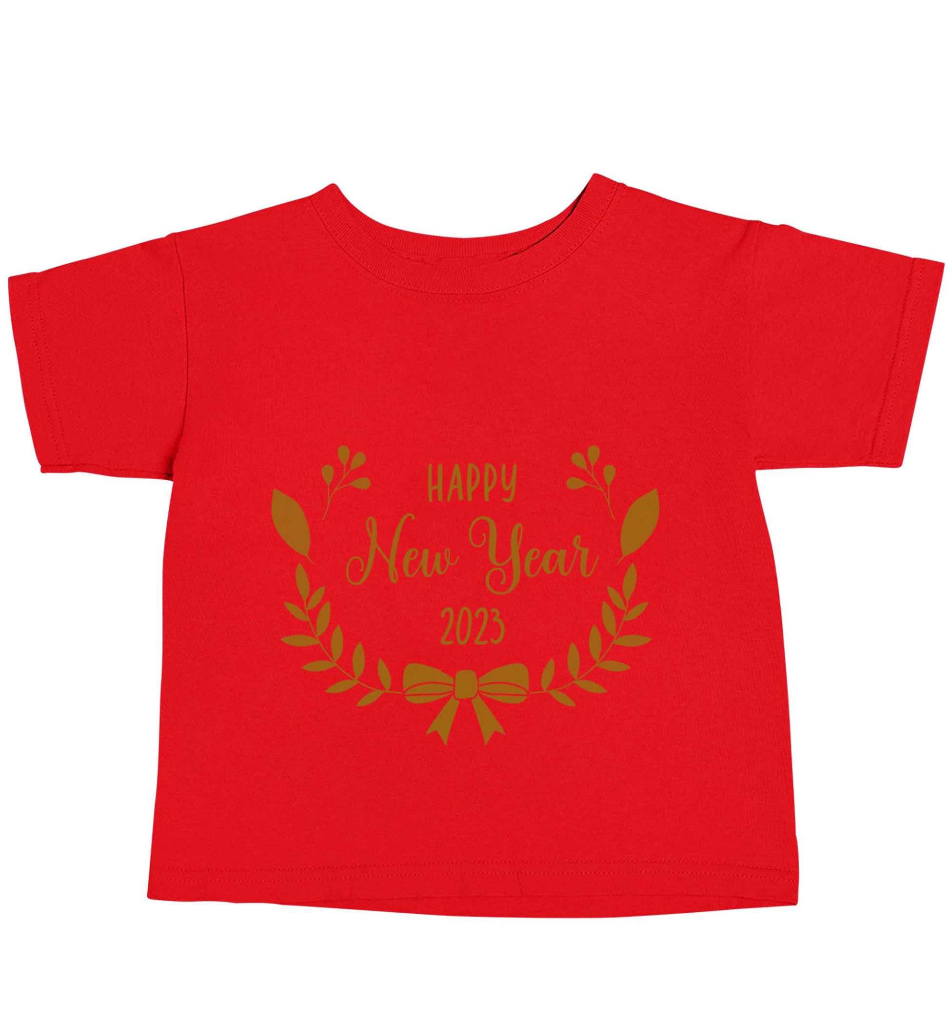 Happy New Year 2023 red baby toddler Tshirt 2 Years