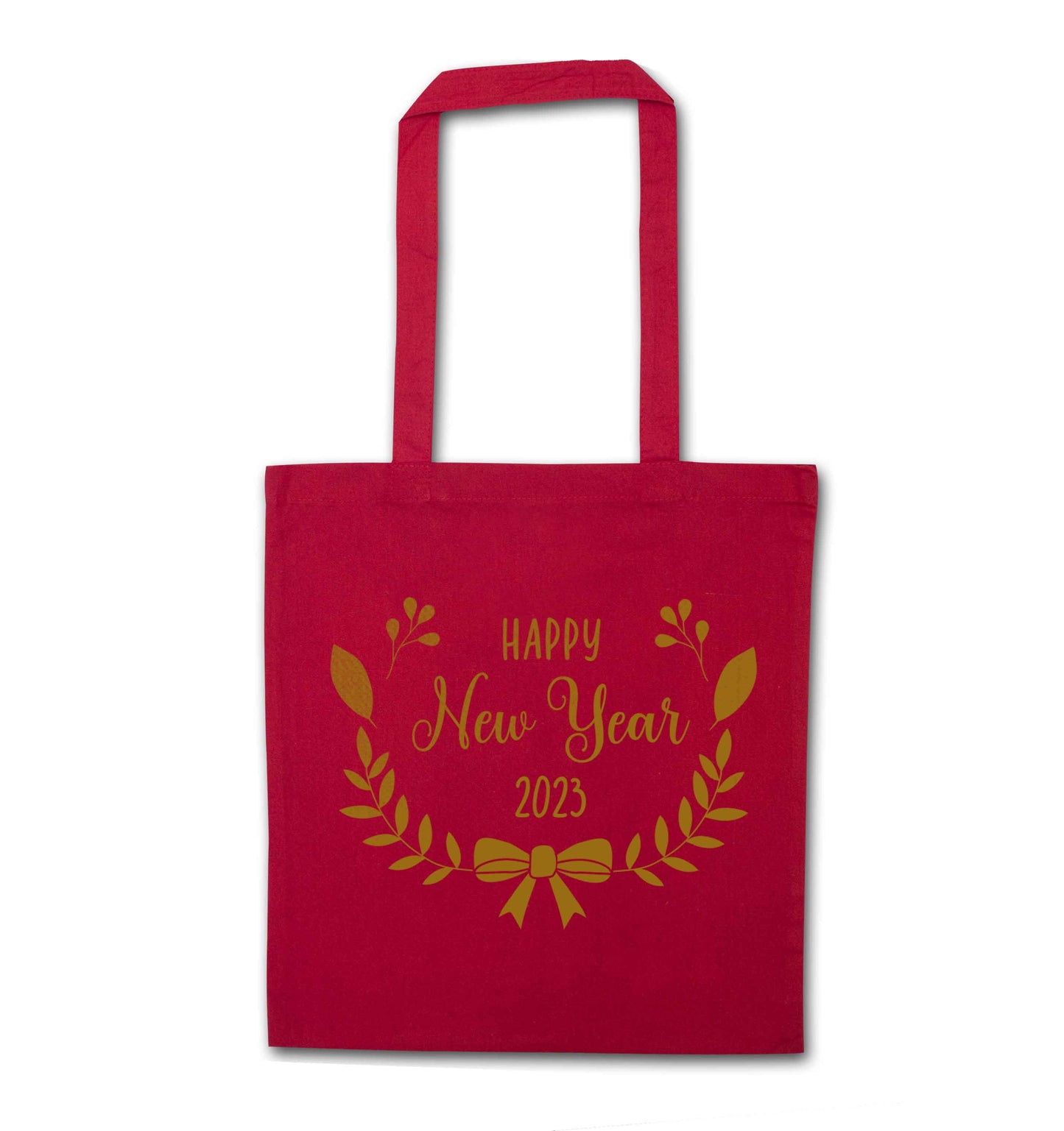 Happy New Year 2023 red tote bag