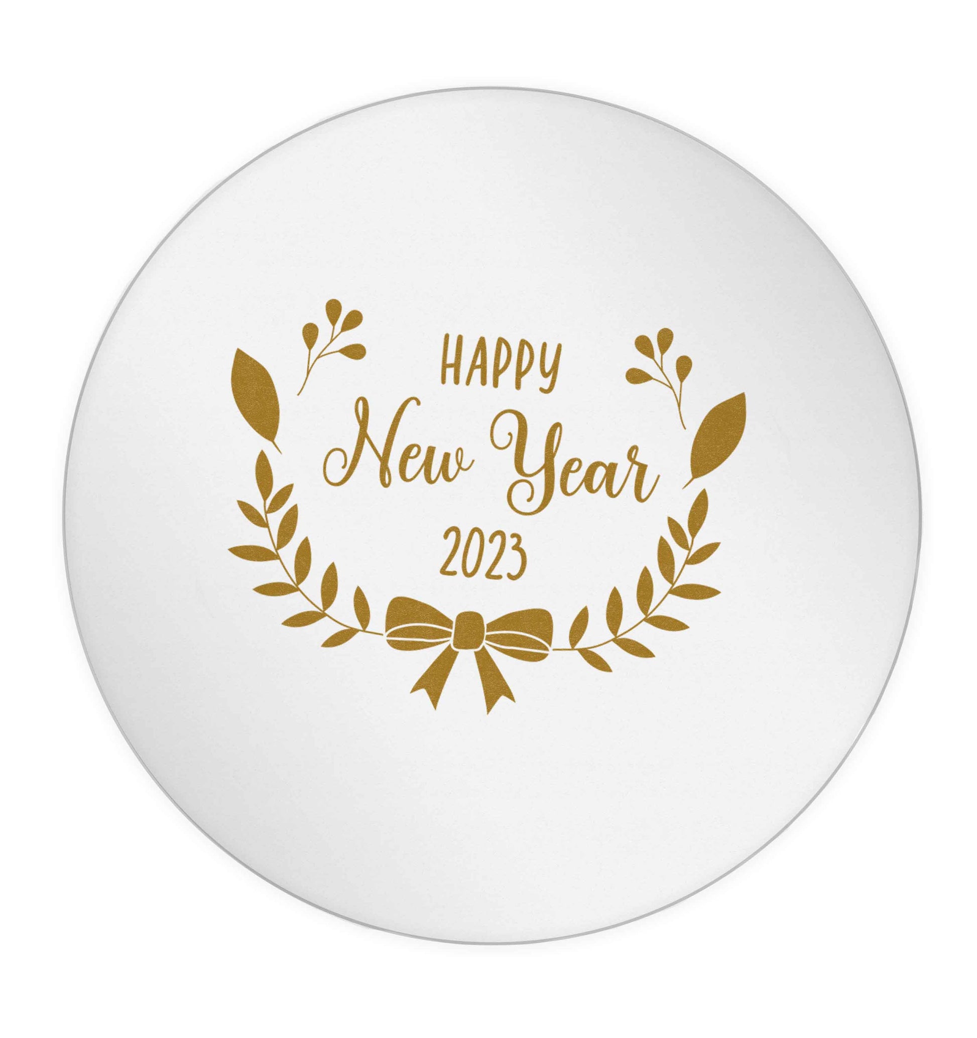 Happy New Year 2023 24 @ 45mm matt circle stickers