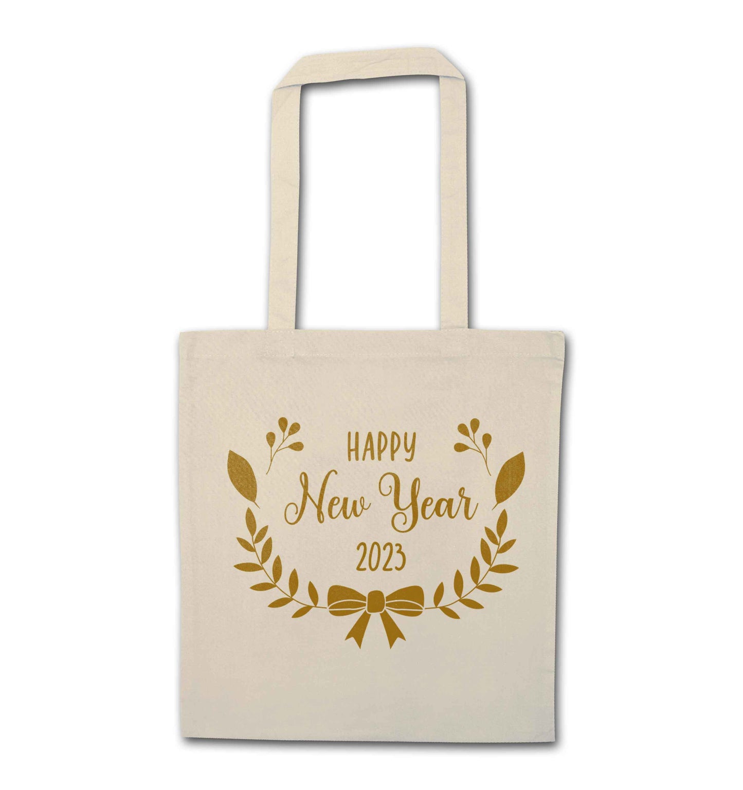 Happy New Year 2023 natural tote bag
