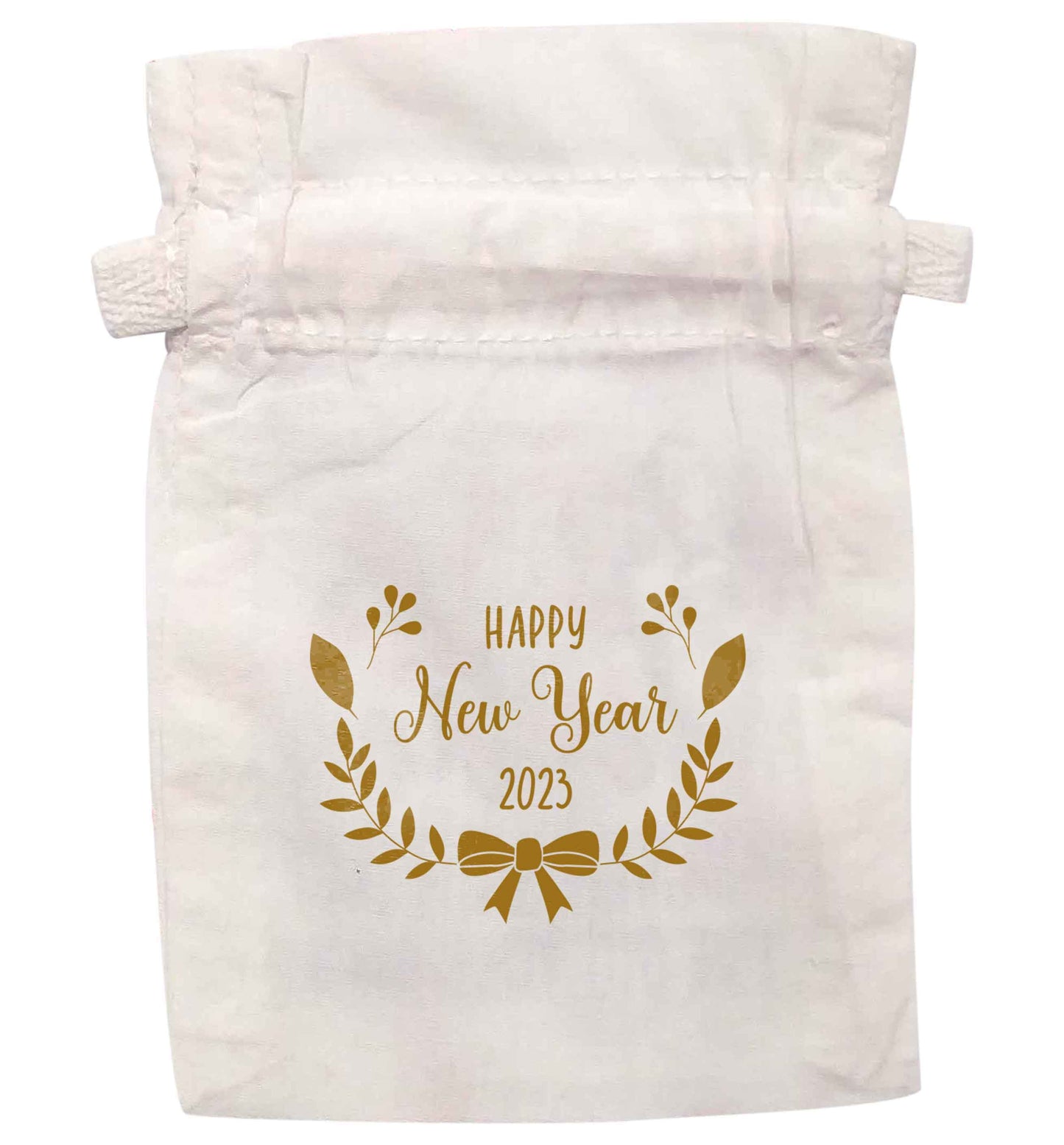 Happy New Year 2023 | XS - L | Pouch / Drawstring bag / Sack | Organic Cotton | Bulk discounts available!