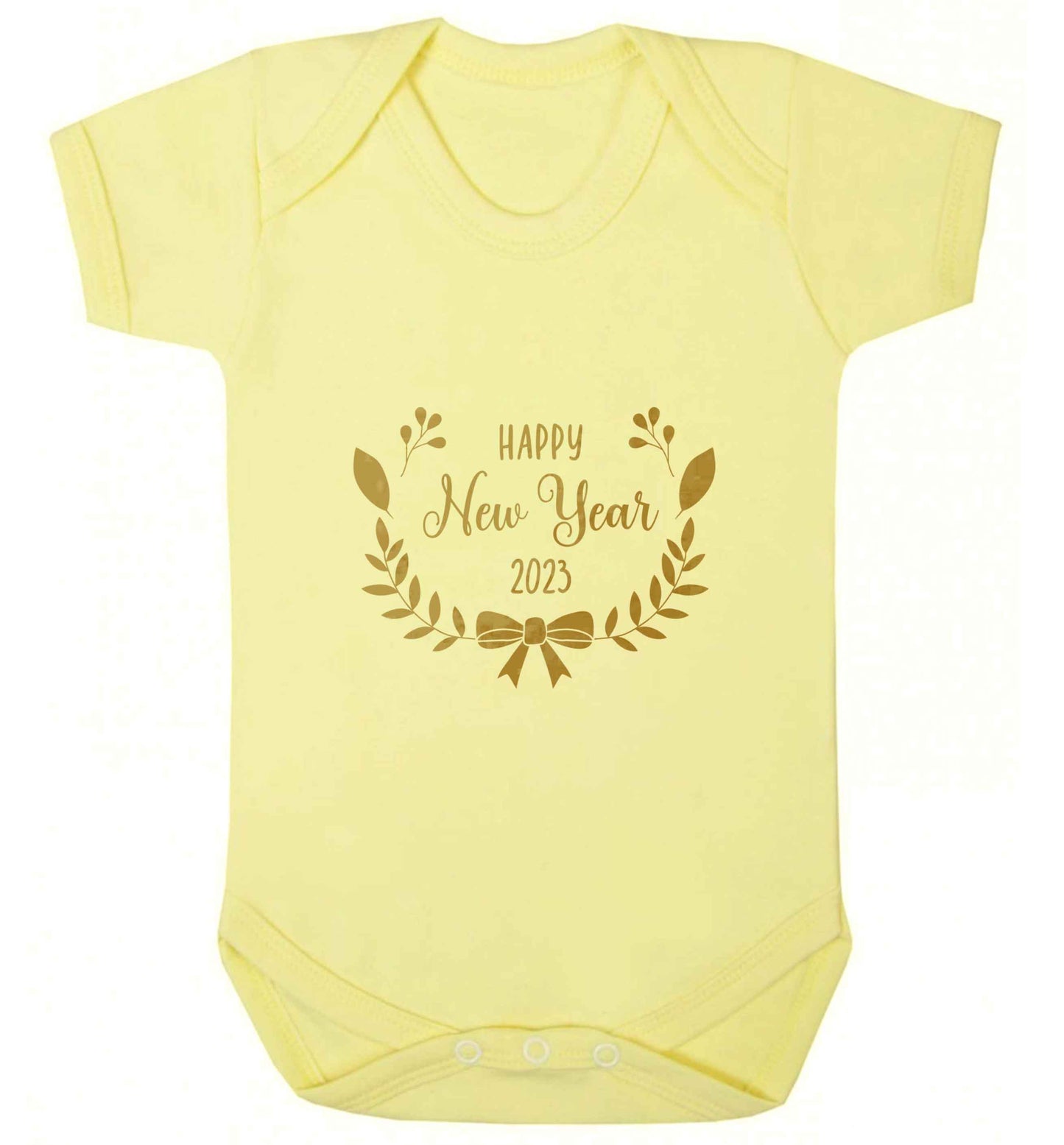 Happy New Year 2023 baby vest pale yellow 18-24 months