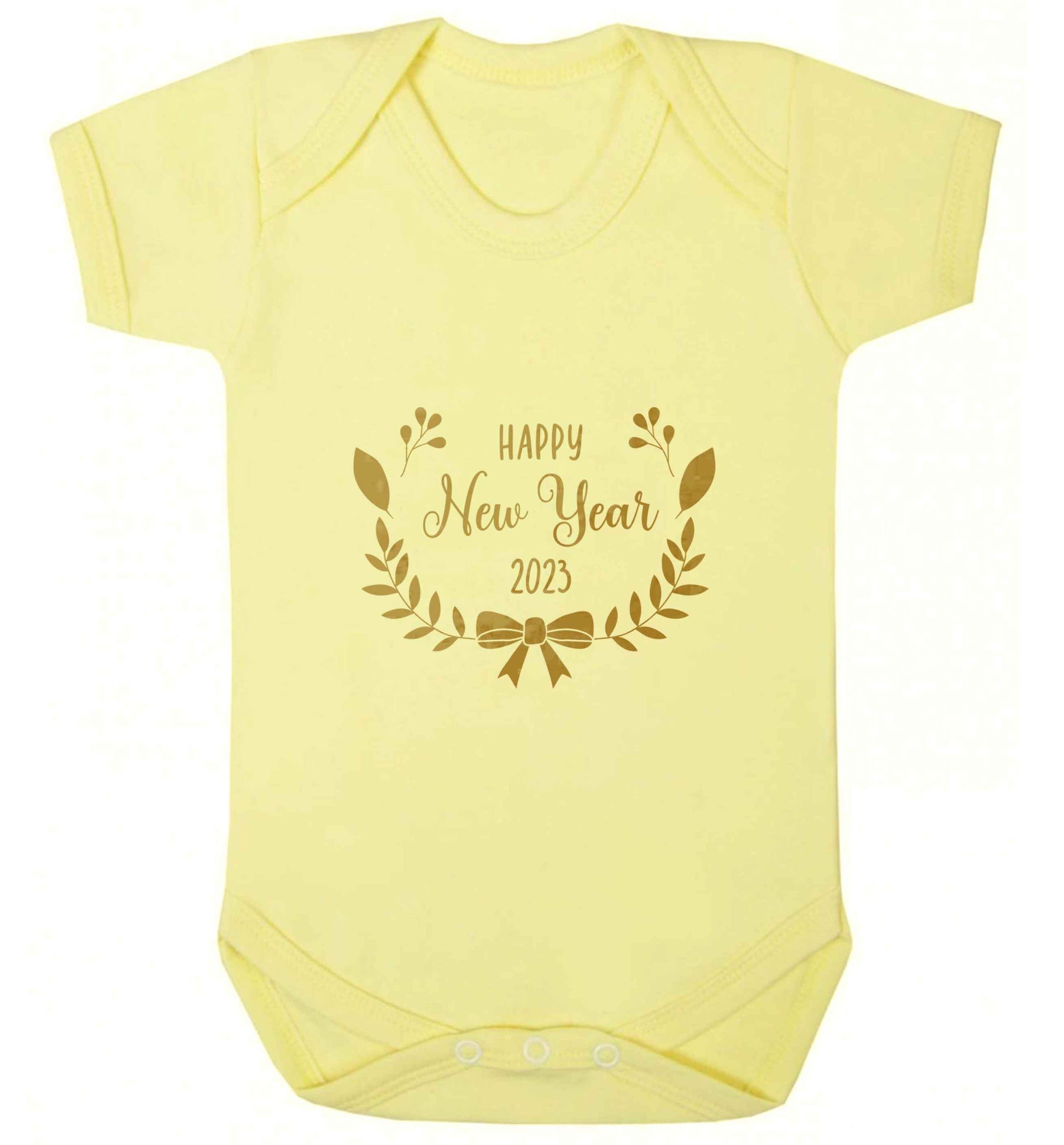 Happy New Year 2023 baby vest pale yellow 18-24 months