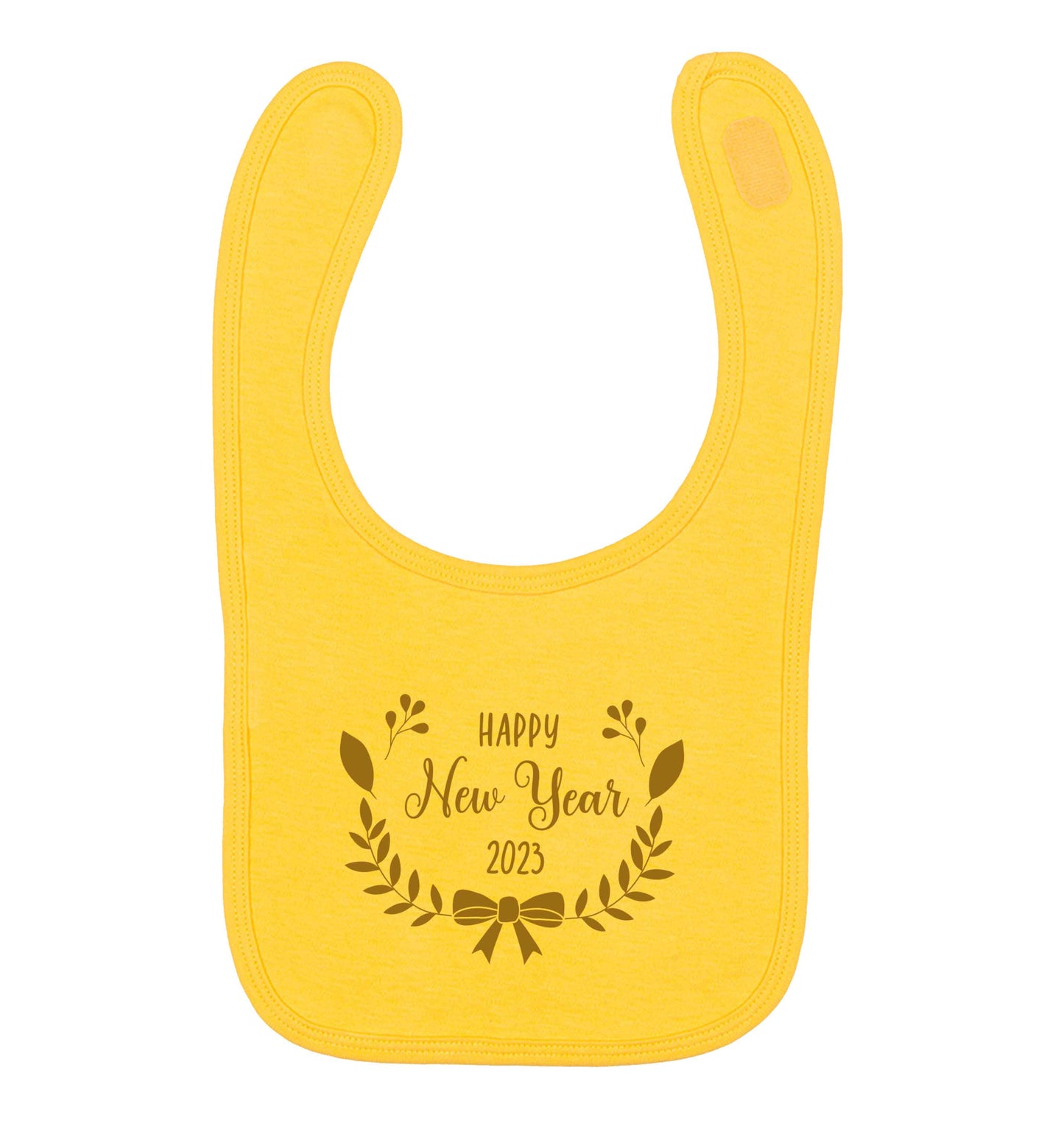 Happy New Year 2023 yellow baby bib