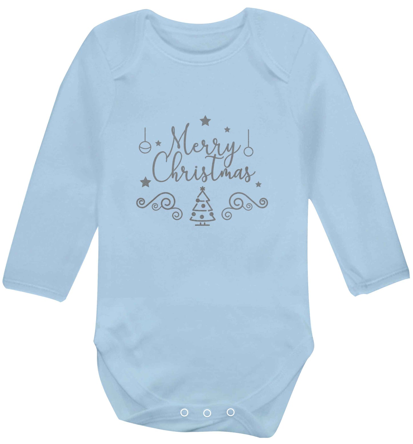 Happy New Year 2023 baby vest long sleeved pale blue 6-12 months