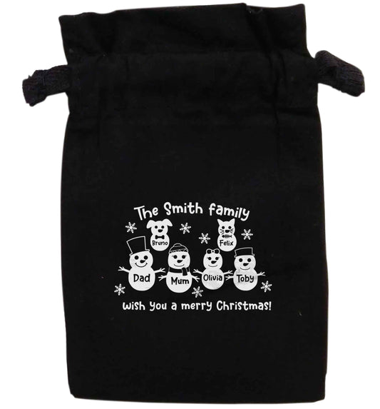 Personalised snowman family mum dad cat dog | XS - L | Pouch / Drawstring bag / Sack | Organic Cotton | Bulk discounts available!