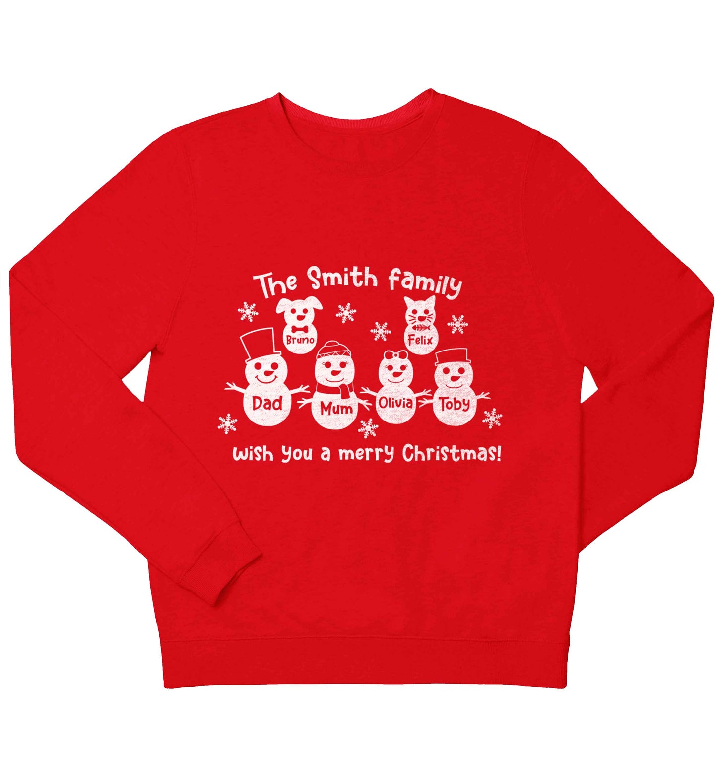 Personalised snowman family mum dad cat dog children's grey sweater 12-13 Years