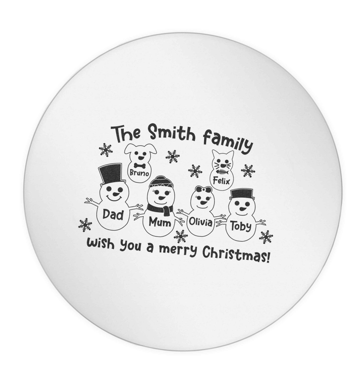 Personalised snowman family mum dad cat dog 24 @ 45mm matt circle stickers