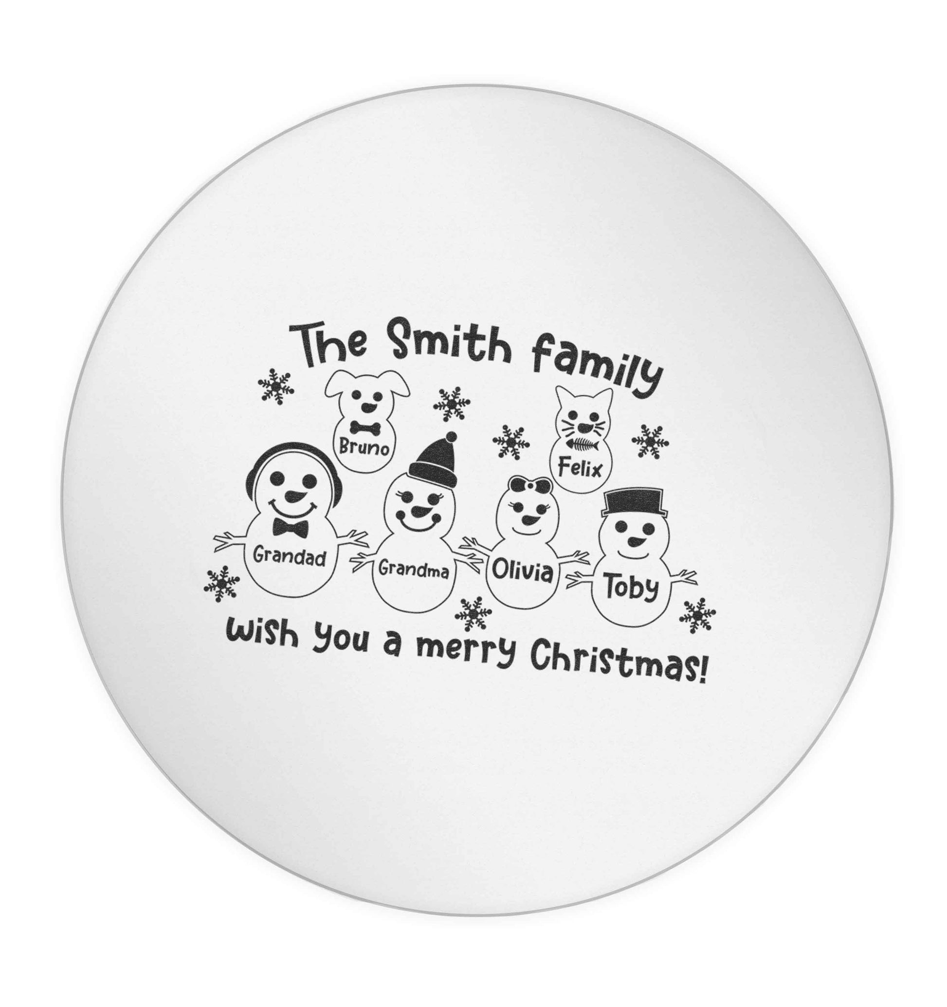 Personalised snowman family grandma grandad cat dog 24 @ 45mm matt circle stickers