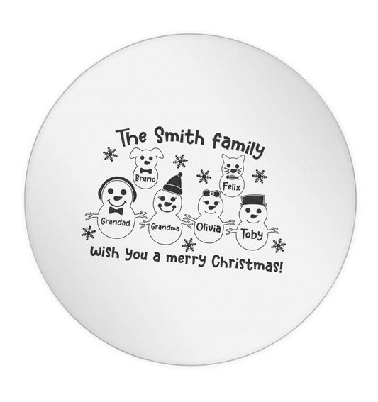Personalised snowman family grandma grandad cat dog 24 @ 45mm matt circle stickers