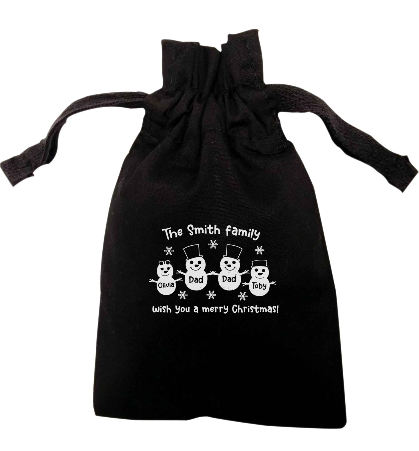 Personalised snowman family two dads | XS - L | Pouch / Drawstring bag / Sack | Organic Cotton | Bulk discounts available!