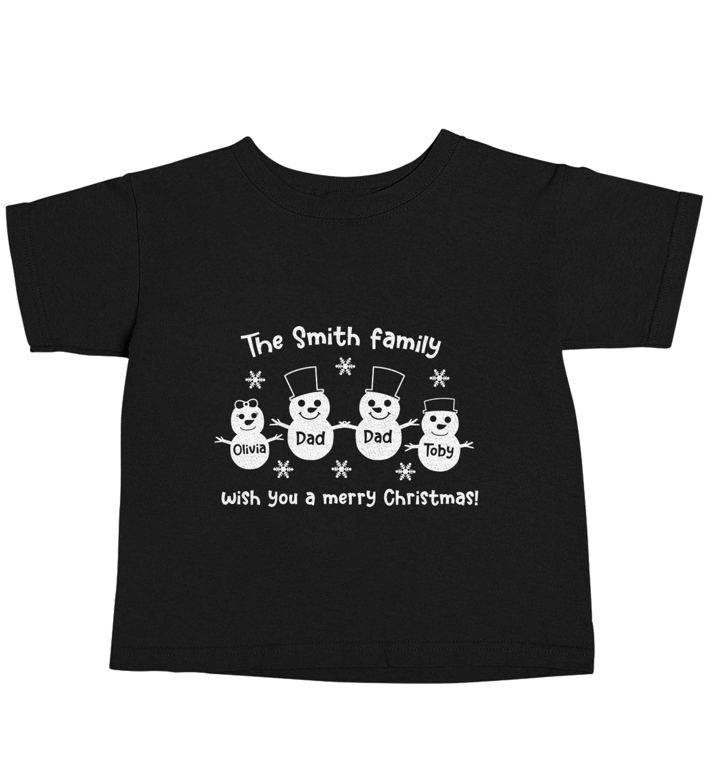 Personalised snowman family two dads Black baby toddler Tshirt 2 years