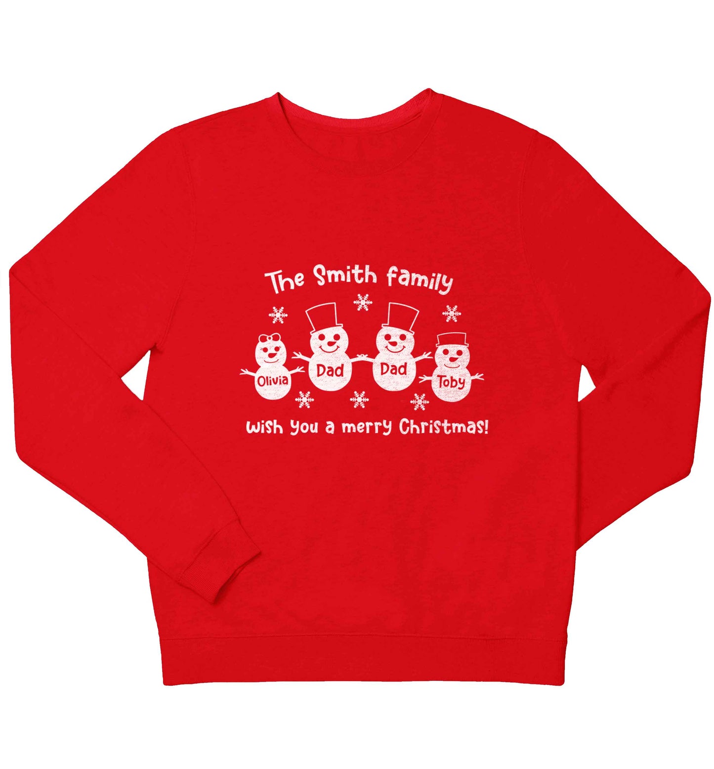 Personalised snowman family two dads children's grey sweater 12-13 Years