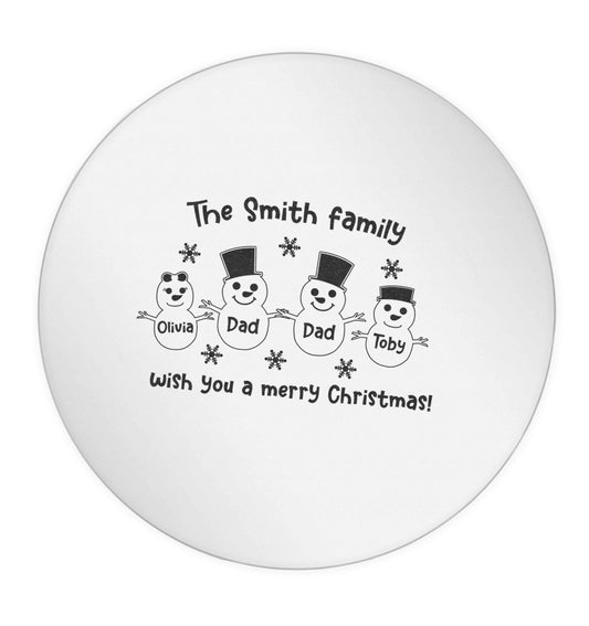 Personalised snowman family two dads 24 @ 45mm matt circle stickers