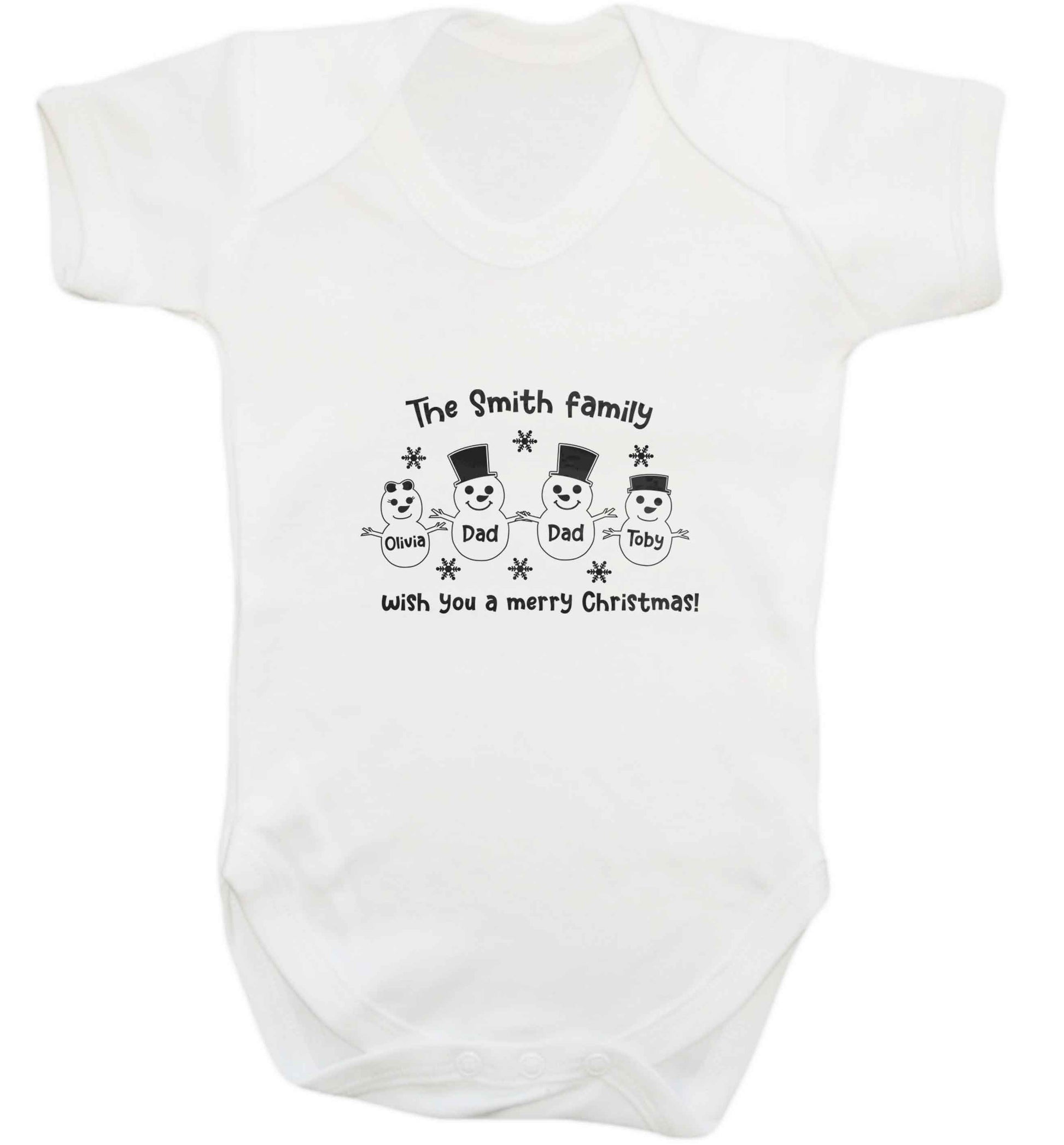 Personalised snowman family two dads baby vest white 18-24 months