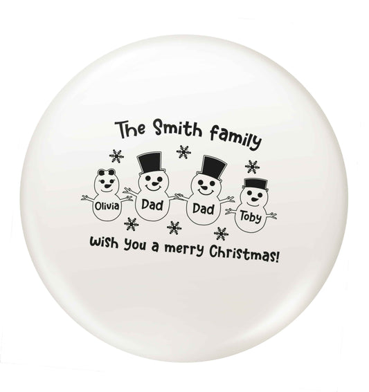 Personalised snowman family two dads small 25mm Pin badge