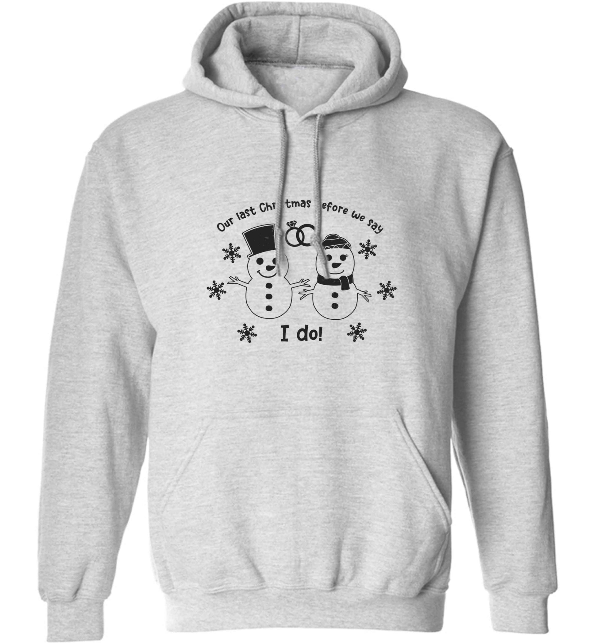 Last Christmas before we say I do adults unisex grey hoodie 2XL