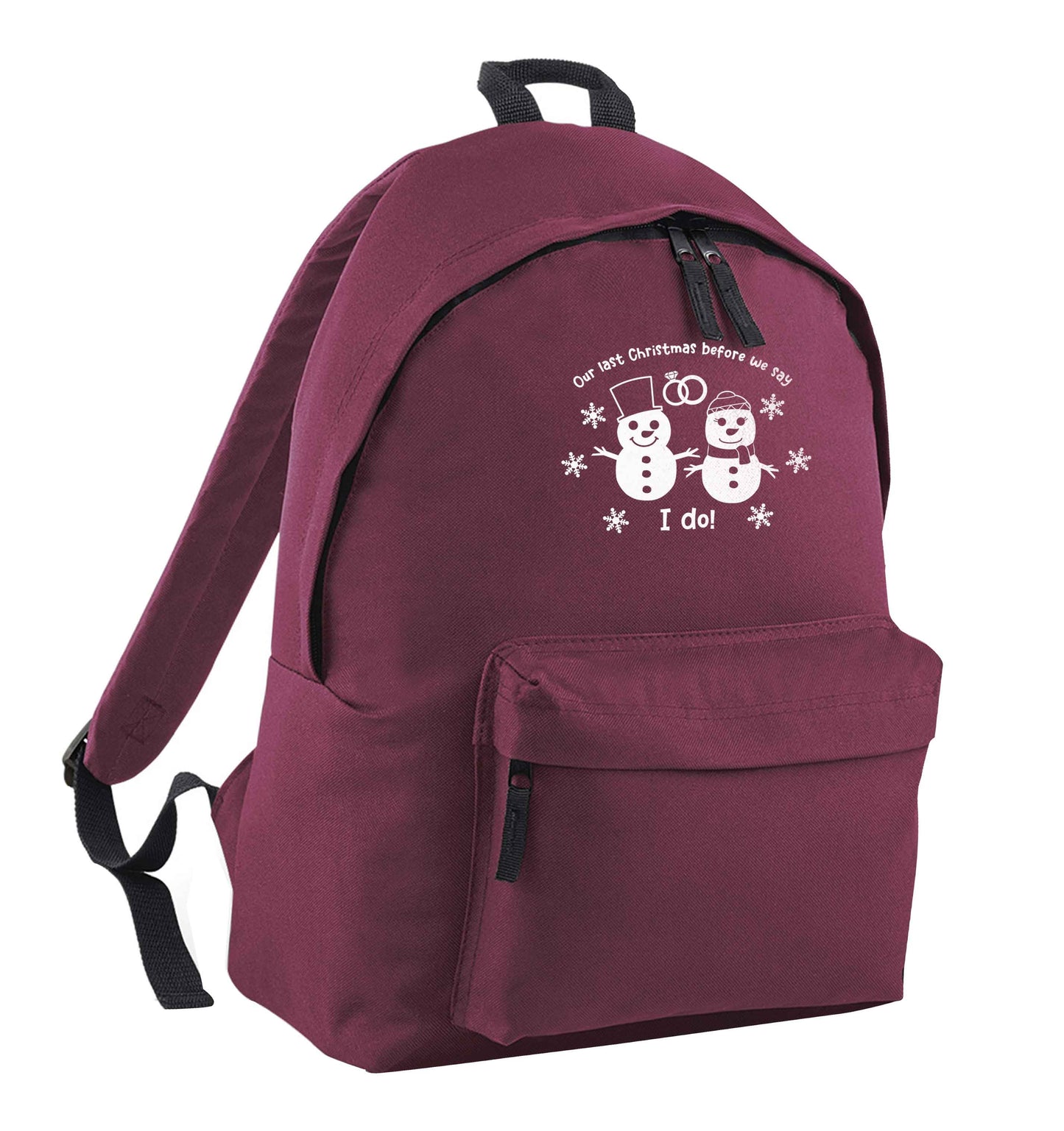 Last Christmas before we say I do maroon adults backpack
