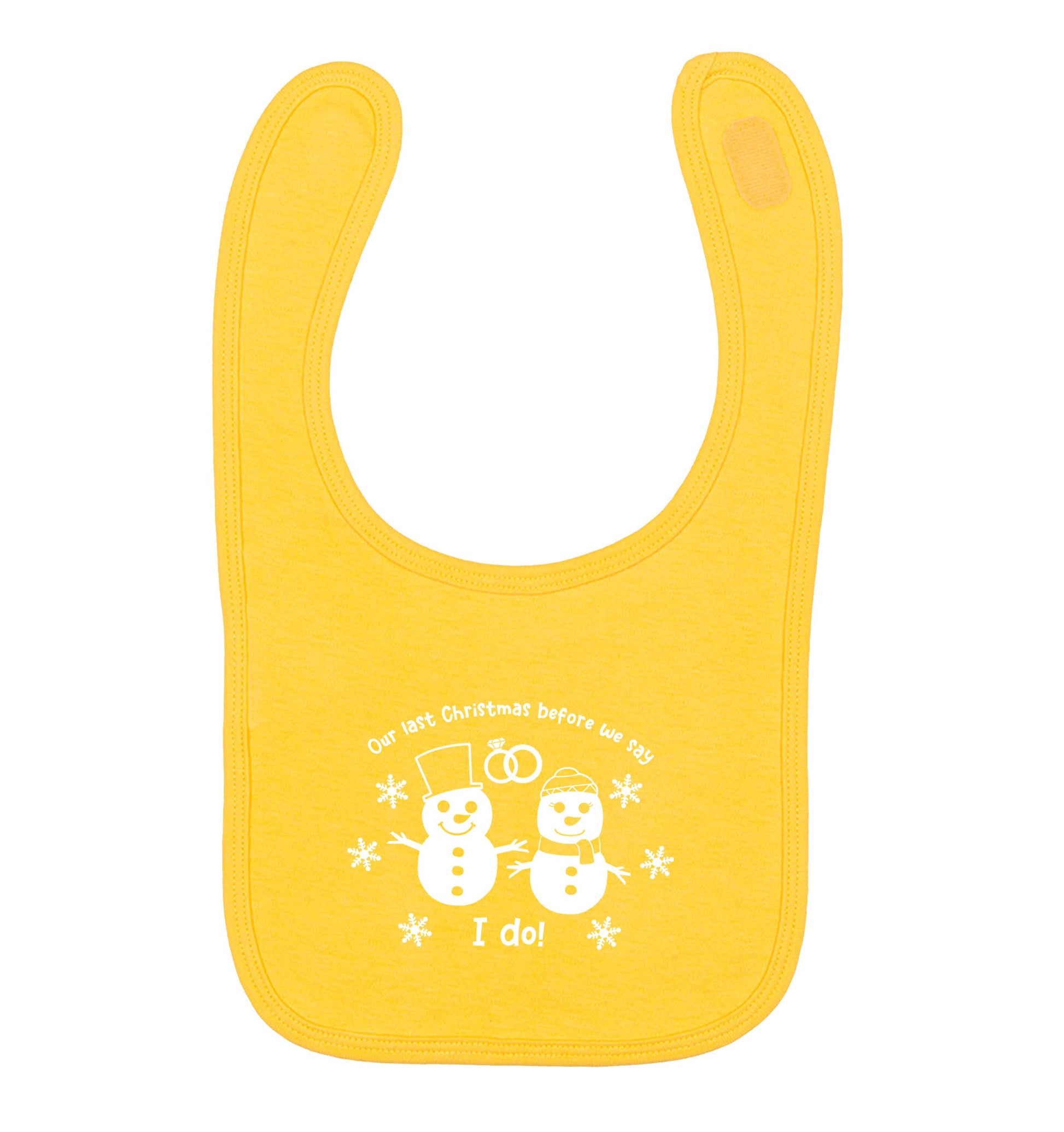 Last Christmas before we say I do yellow baby bib
