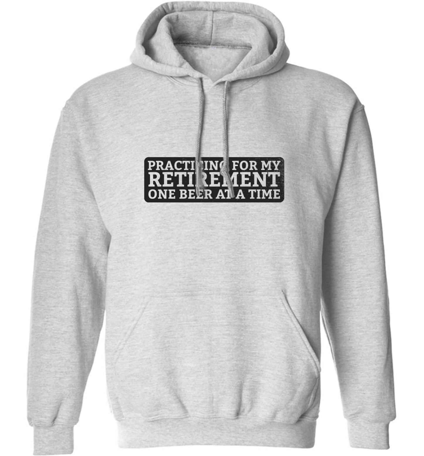 Practicing for my Retirement one Beer at a Time adults unisex grey hoodie 2XL