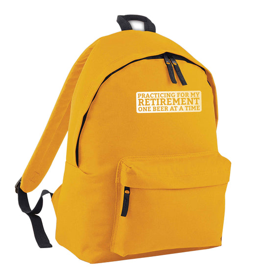 Practicing for my Retirement one Beer at a Time mustard adults backpack