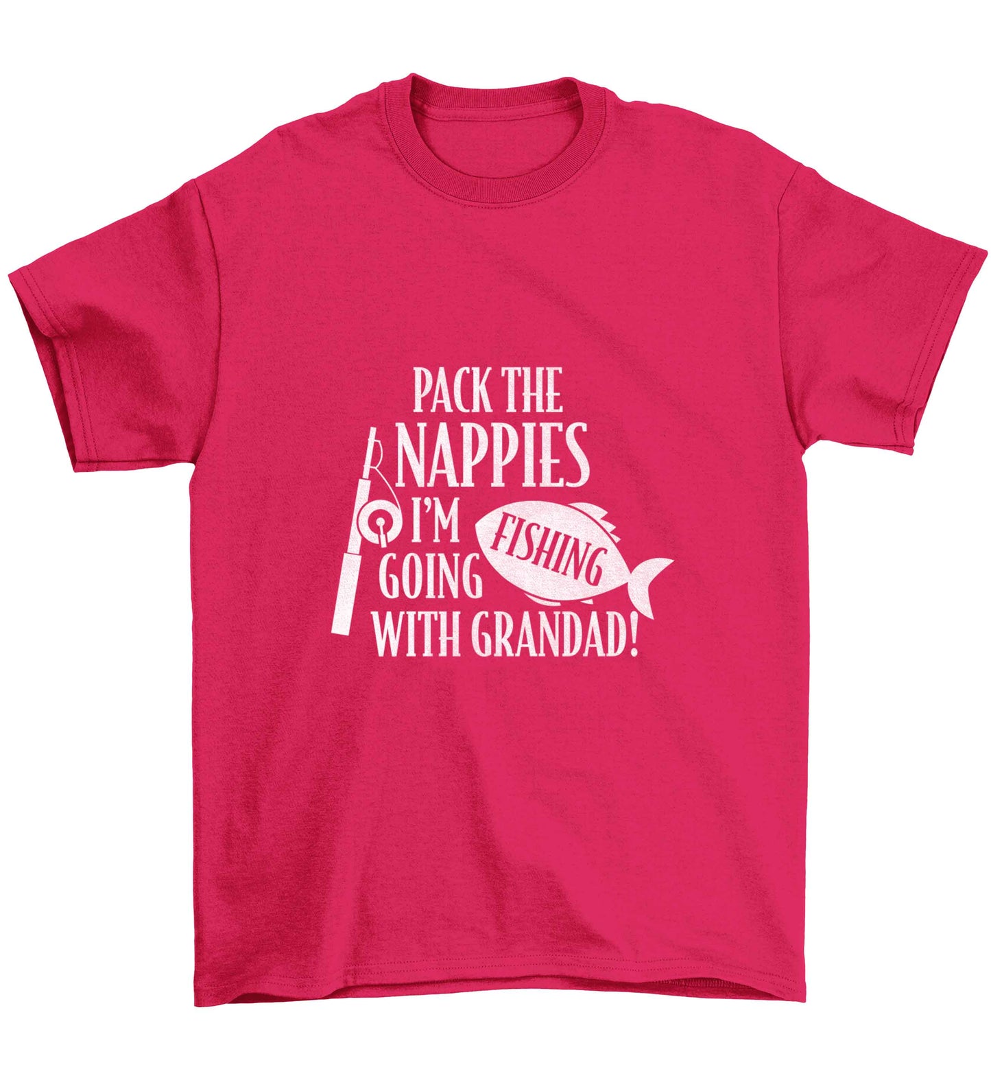 Pack the nappies I'm going fishing with Grandad Children's pink Tshirt 12-13 Years