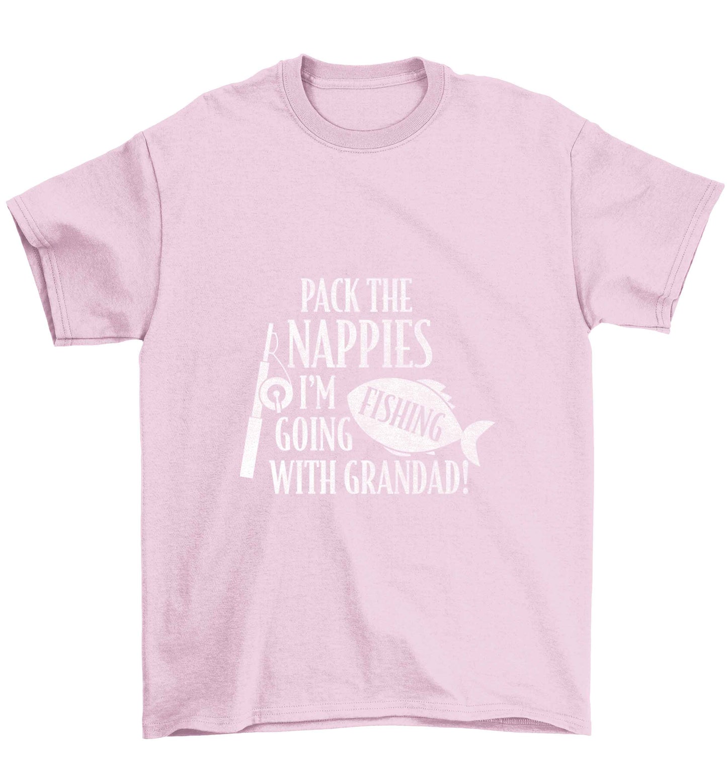 Pack the nappies I'm going fishing with Grandad Children's light pink Tshirt 12-13 Years