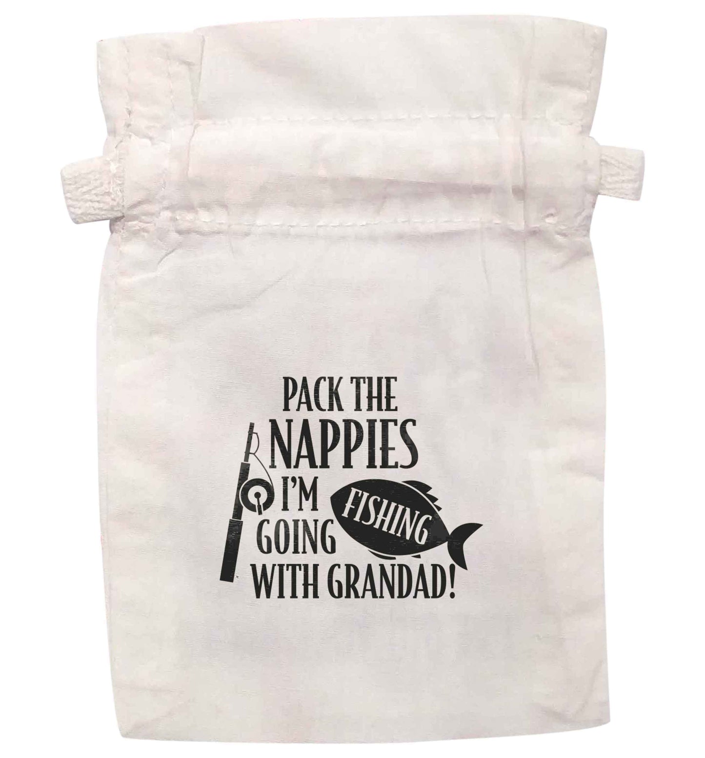 Pack the nappies I'm going fishing with Grandad | XS - L | Pouch / Drawstring bag / Sack | Organic Cotton | Bulk discounts available!