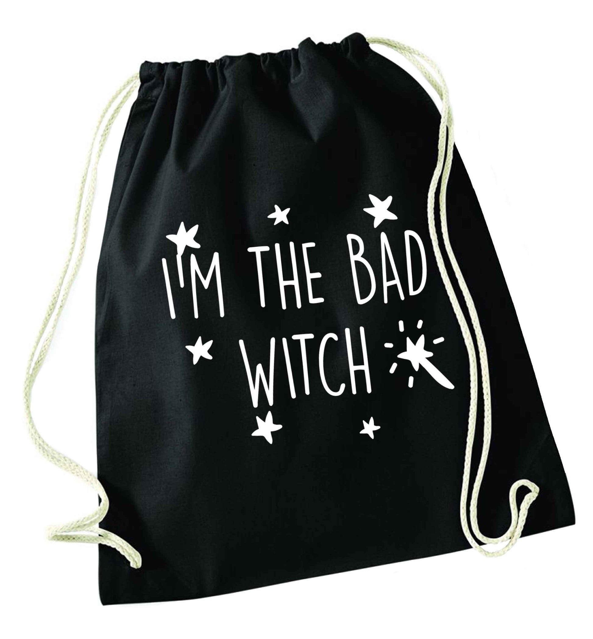 Bad witch black drawstring bag