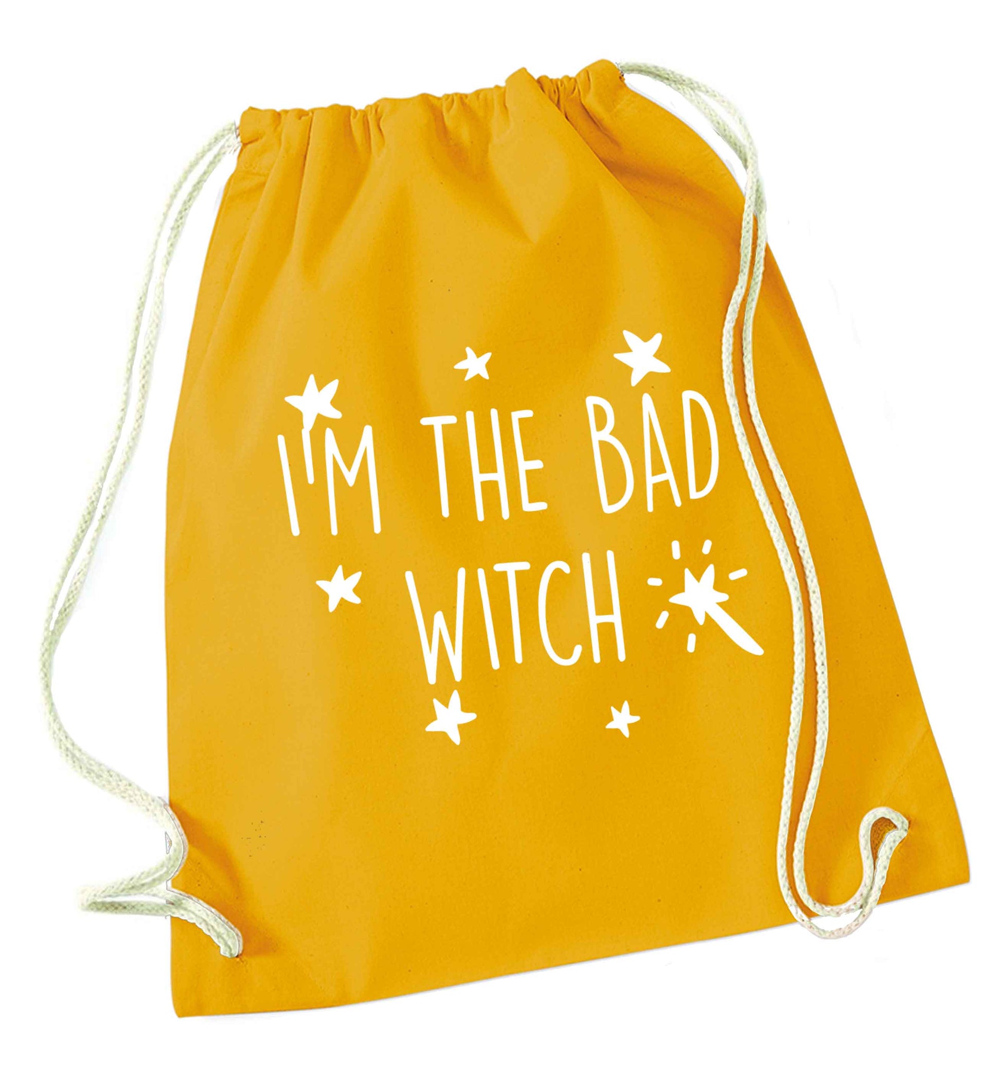 Bad witch mustard drawstring bag