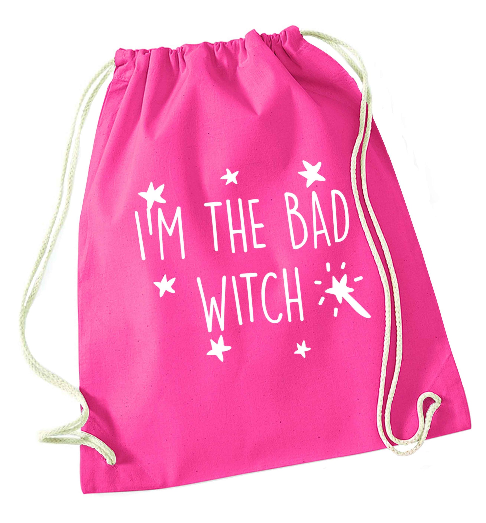 Bad witch pink drawstring bag