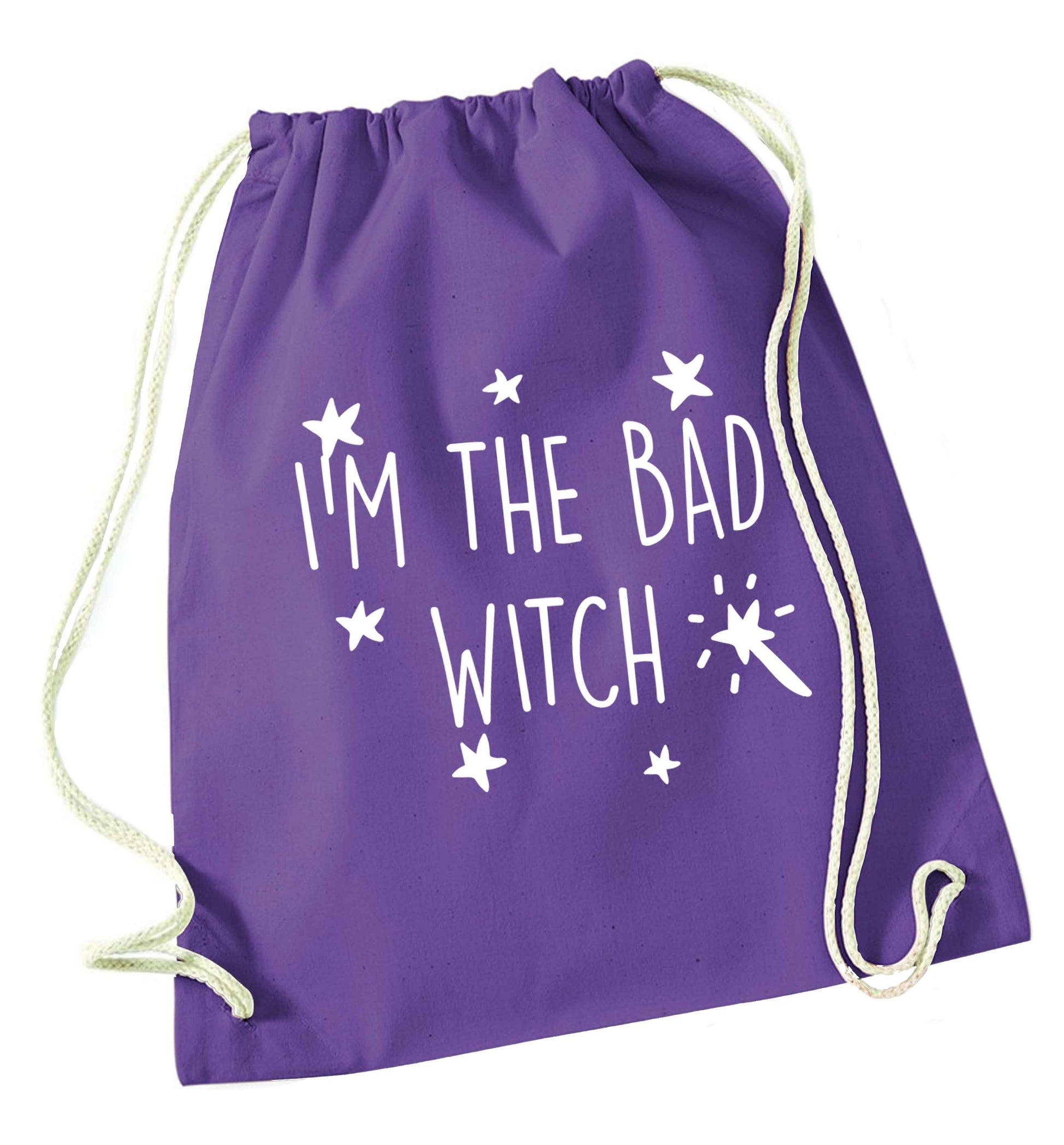 Bad witch purple drawstring bag