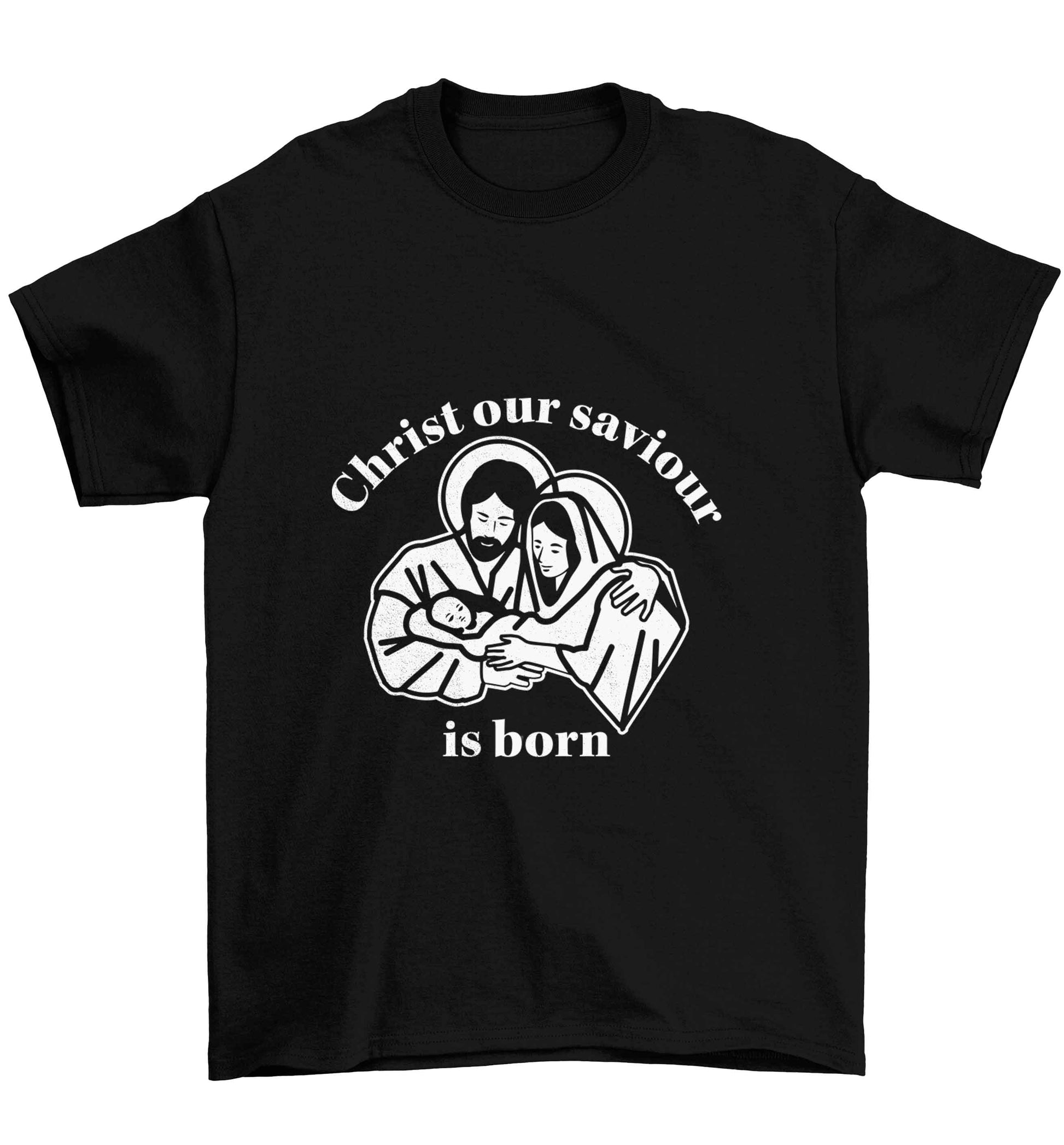 Christ our saviour is born Children's black Tshirt 12-13 Years