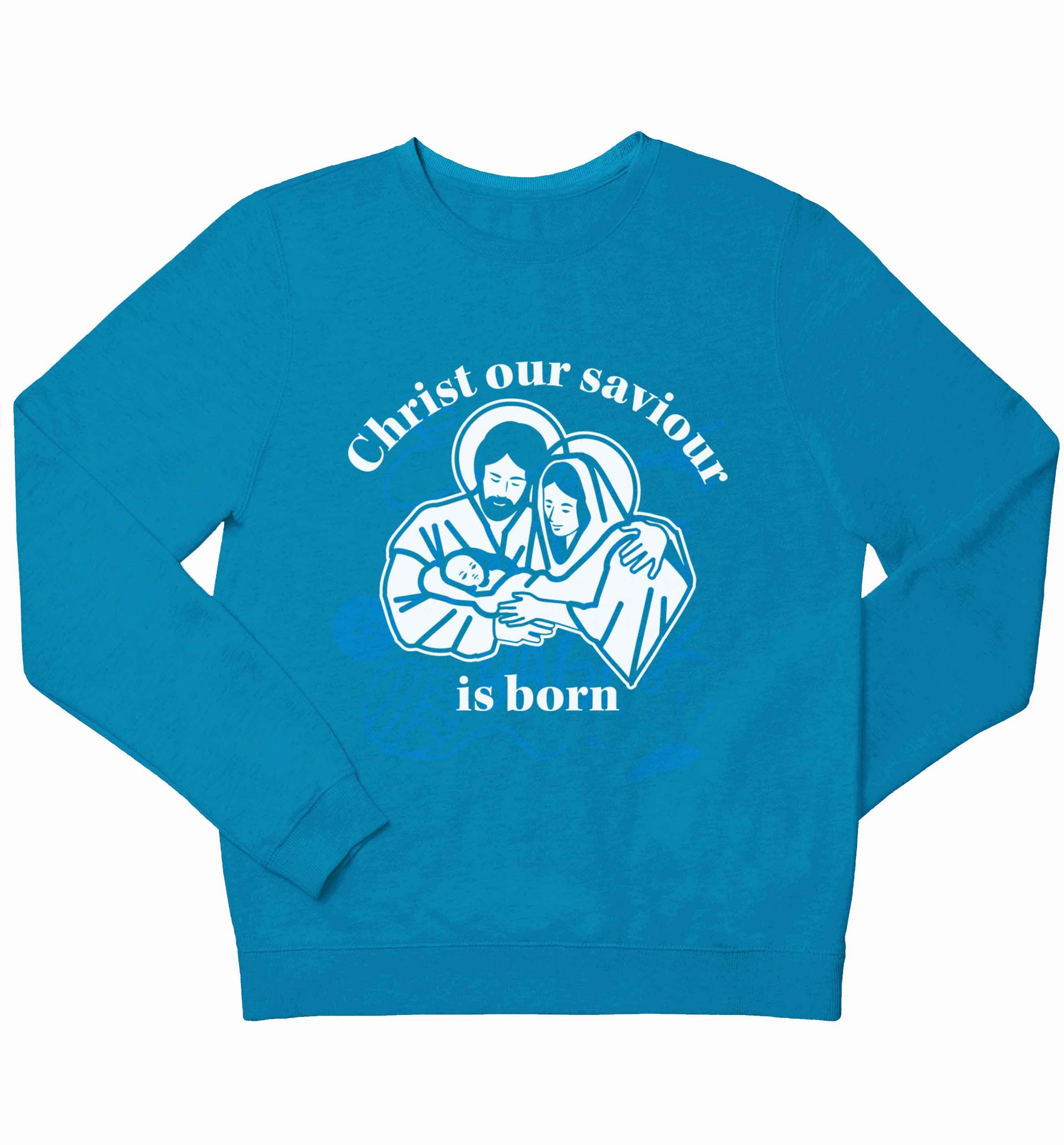 Christ our saviour is born children's blue sweater 12-13 Years