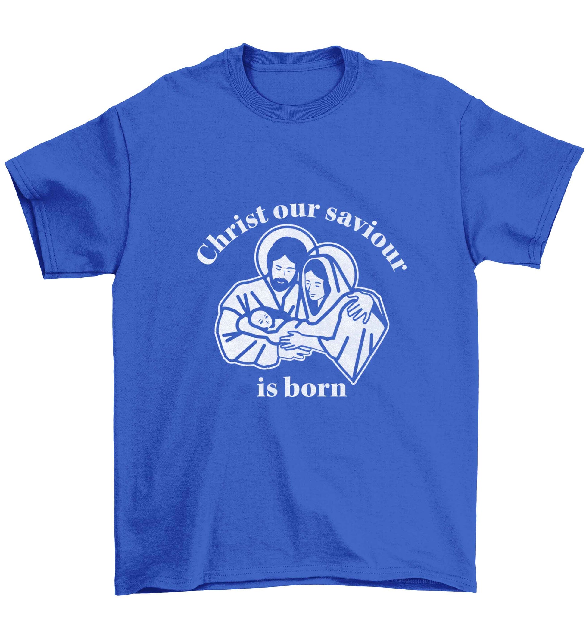 Christ our saviour is born Children's blue Tshirt 12-13 Years