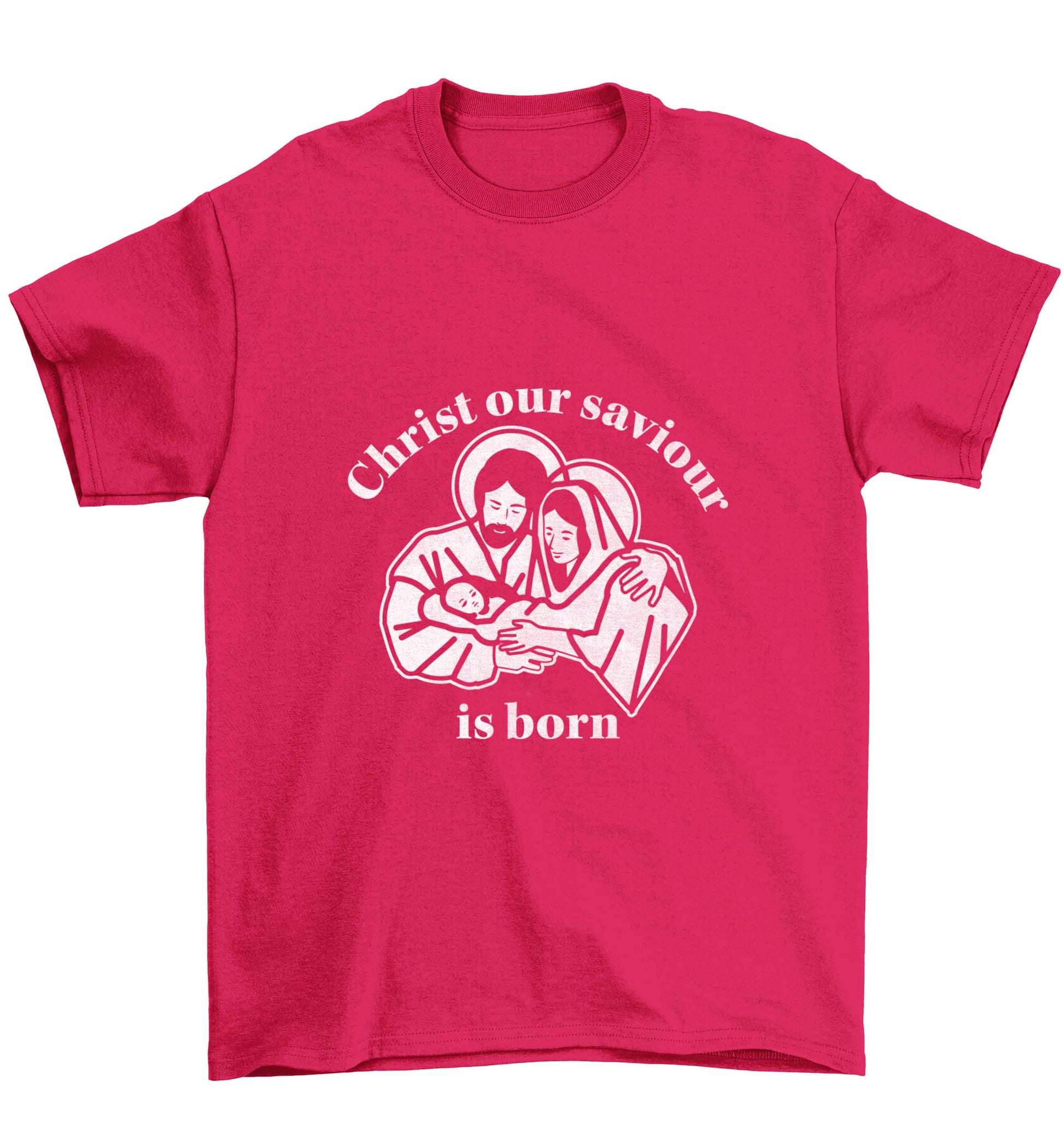 Christ our saviour is born Children's pink Tshirt 12-13 Years