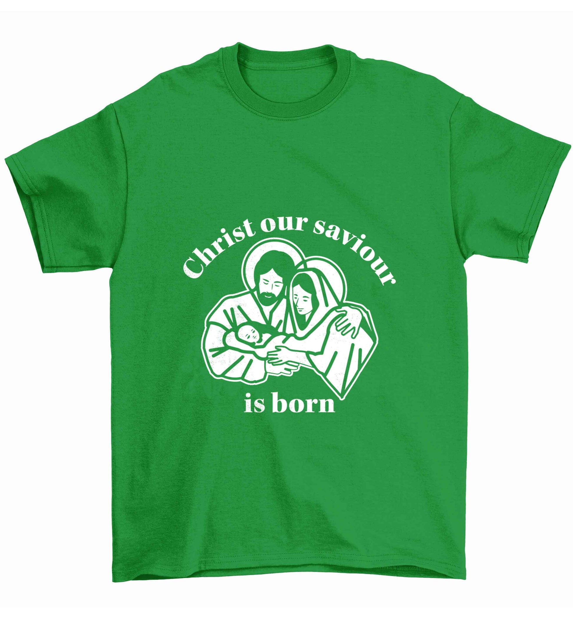Christ our saviour is born Children's green Tshirt 12-13 Years