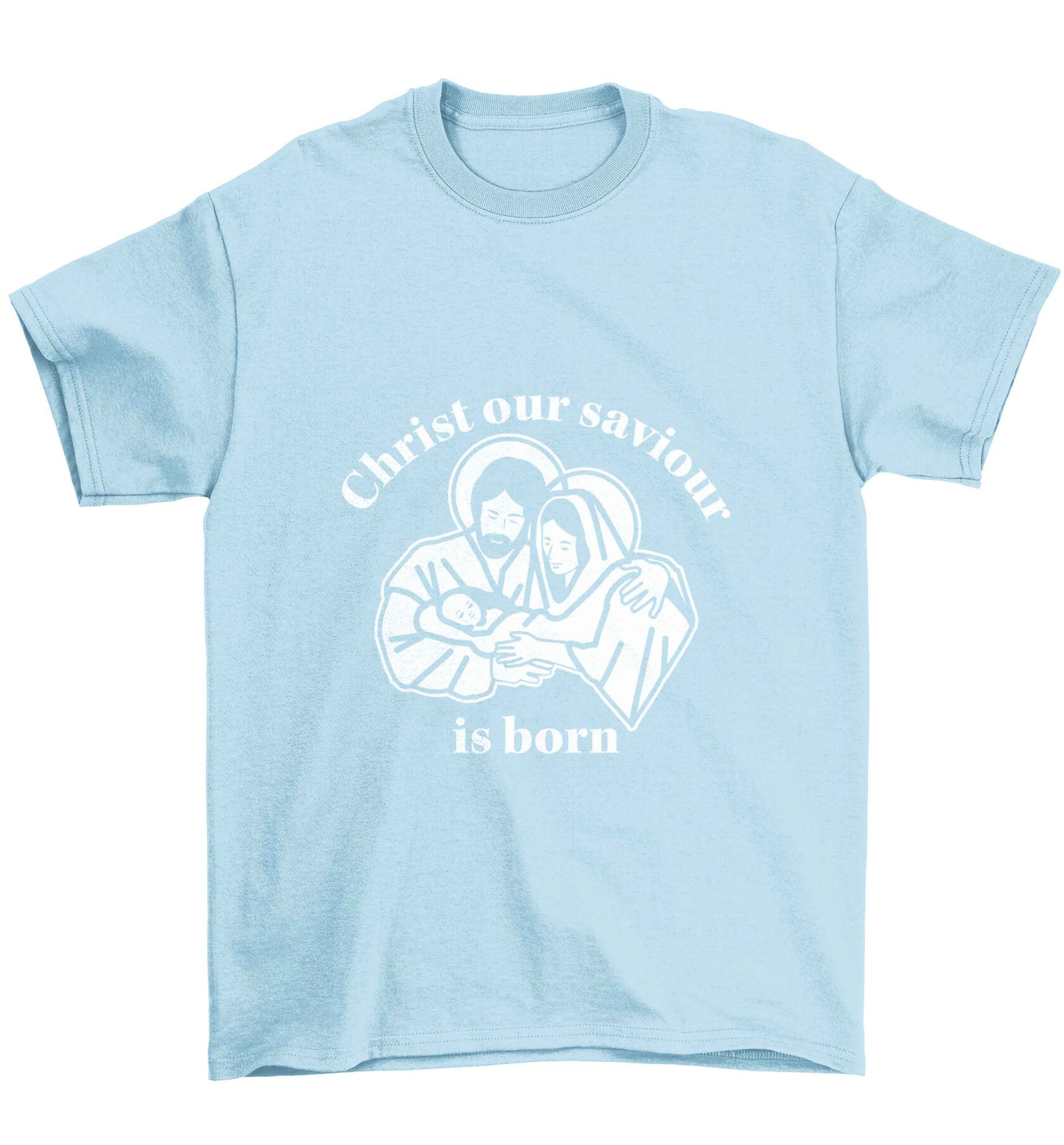 Christ our saviour is born Children's light blue Tshirt 12-13 Years