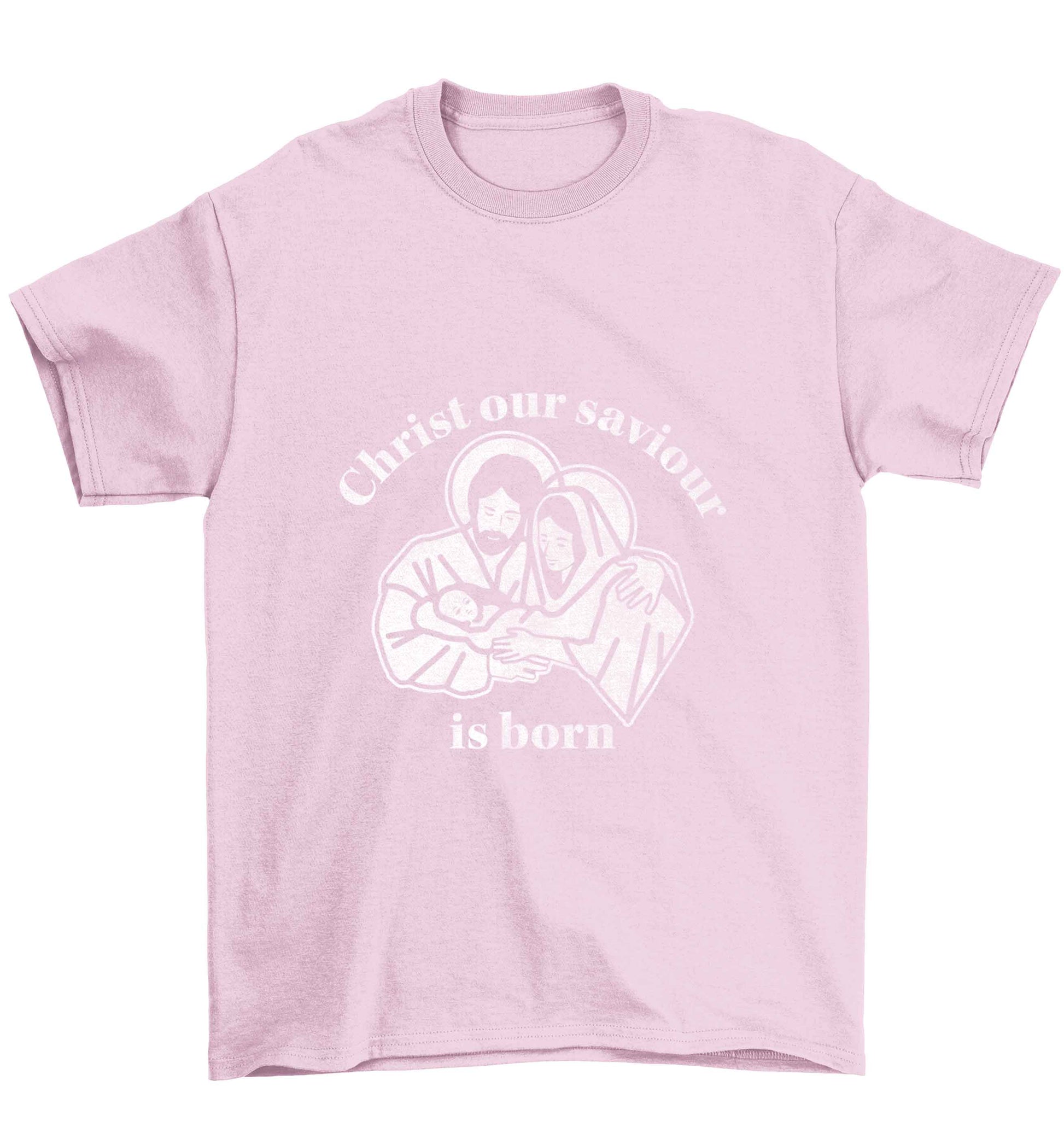 Christ our saviour is born Children's light pink Tshirt 12-13 Years