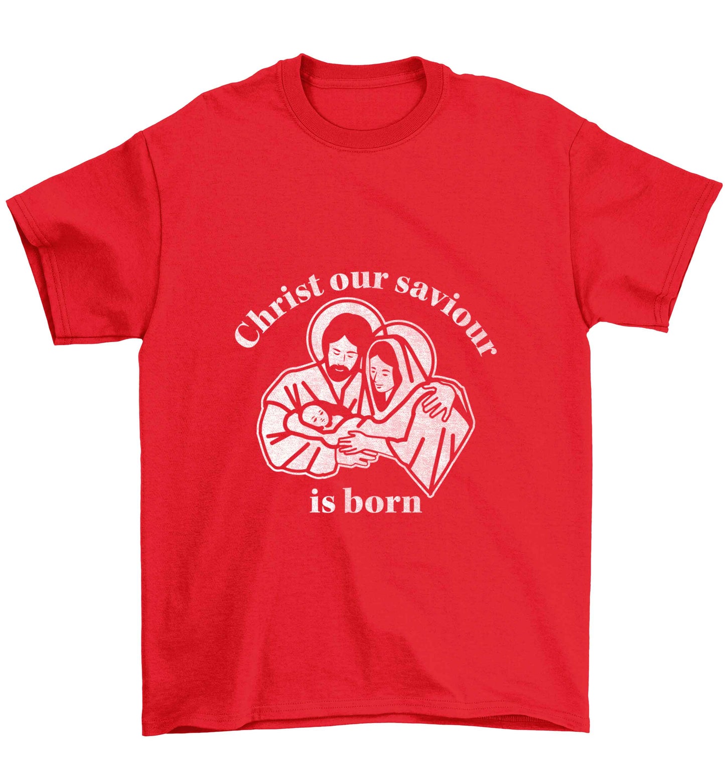 Christ our saviour is born Children's red Tshirt 12-13 Years