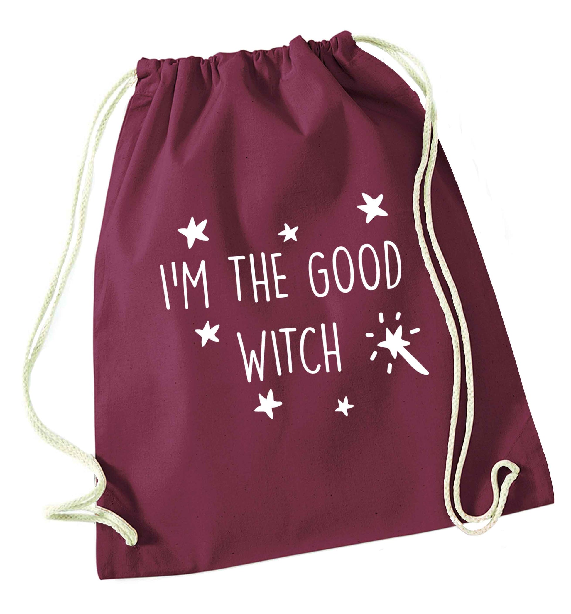 Good witch maroon drawstring bag