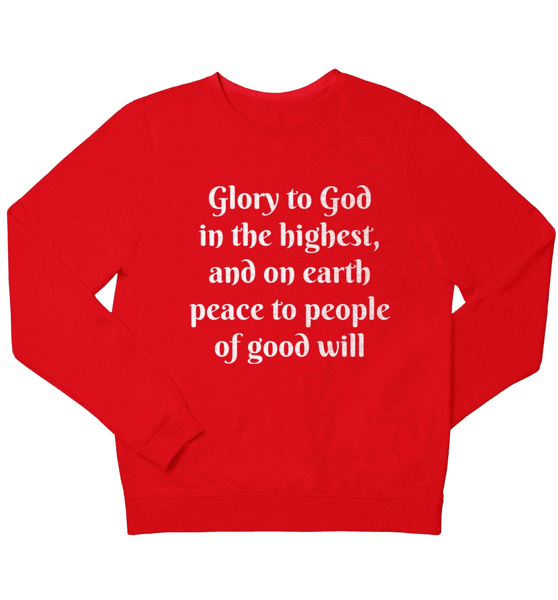 Glory to God in the highest, and on earth peace to people of good will children's grey sweater 12-13 Years