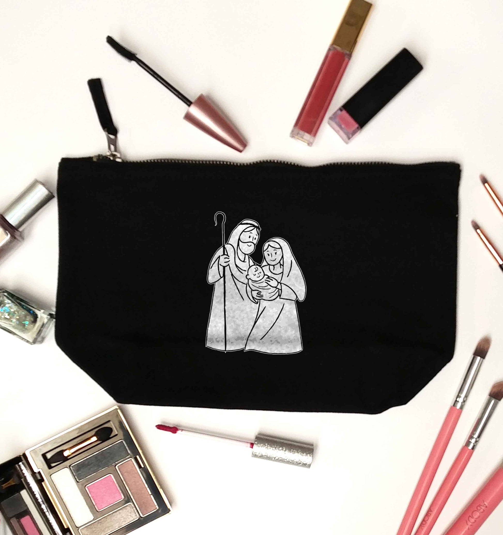 Jesus Mary and joseph black makeup bag