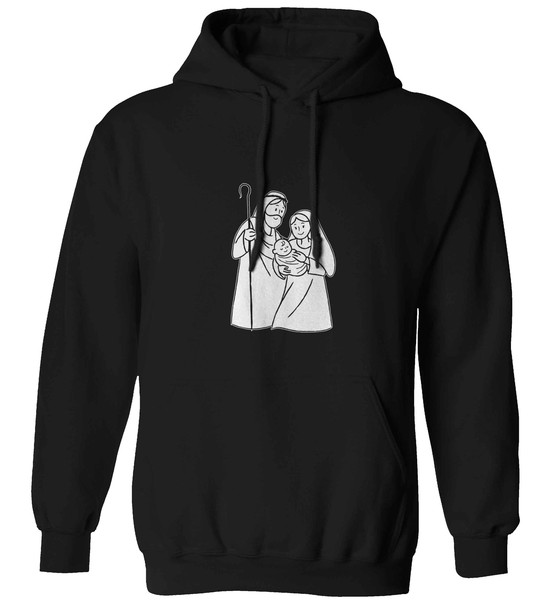 Jesus Mary and joseph adults unisex black hoodie 2XL