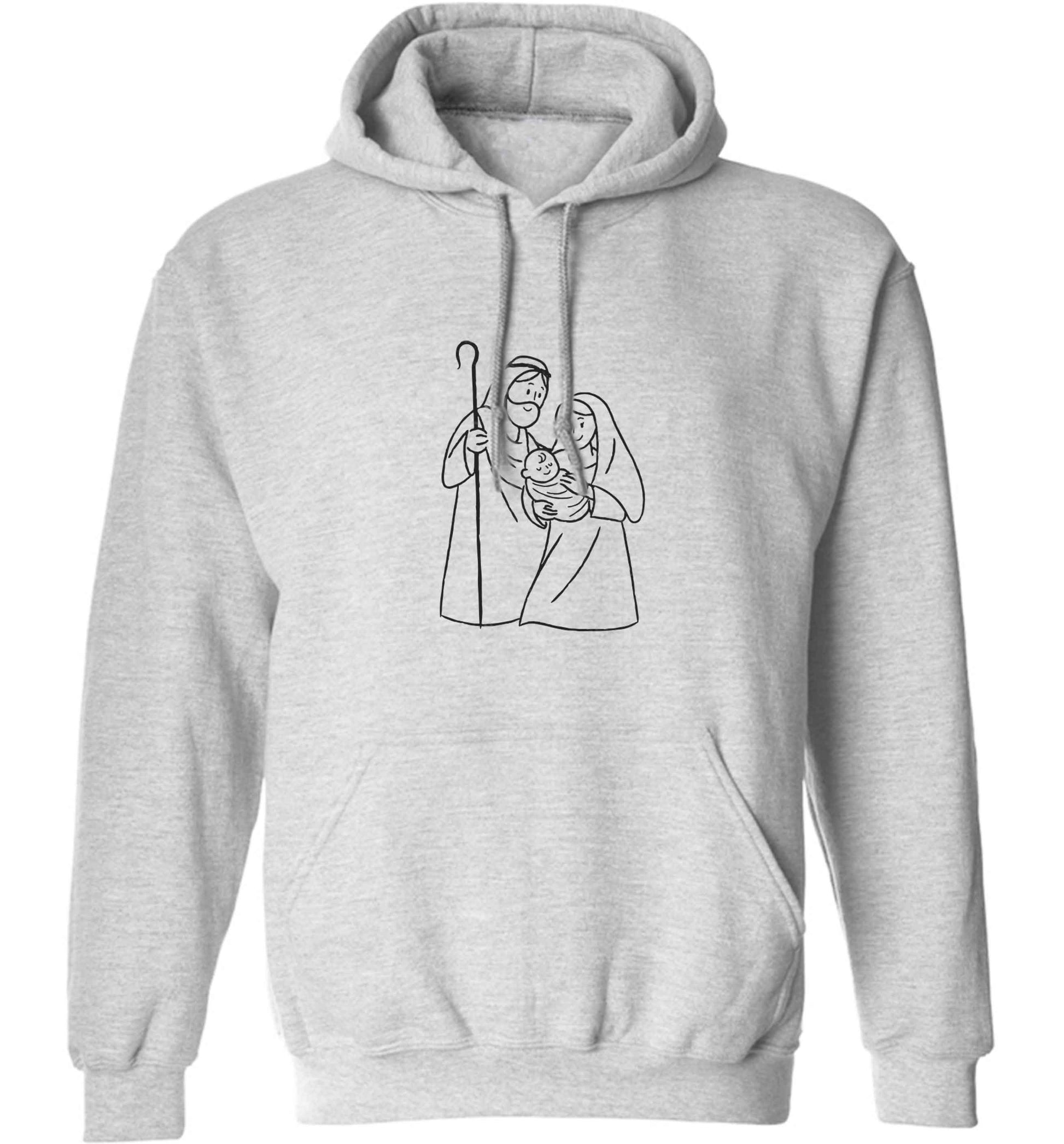 Jesus Mary and joseph adults unisex grey hoodie 2XL